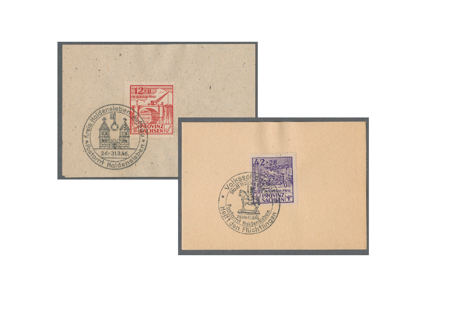 Briefmarken SBZ Provinz Sachsen Wiederaufbau 1946 Michel-Nr. 88 VII + 89 VIII gestempelt