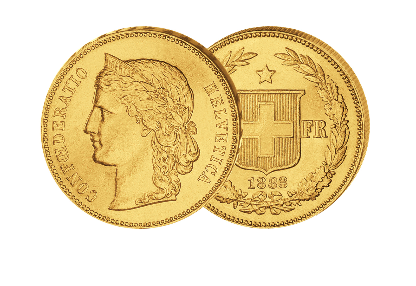 20 Franken Helvetia 1883 - 1896 Goldmünzen Schweiz als 10er-Set
