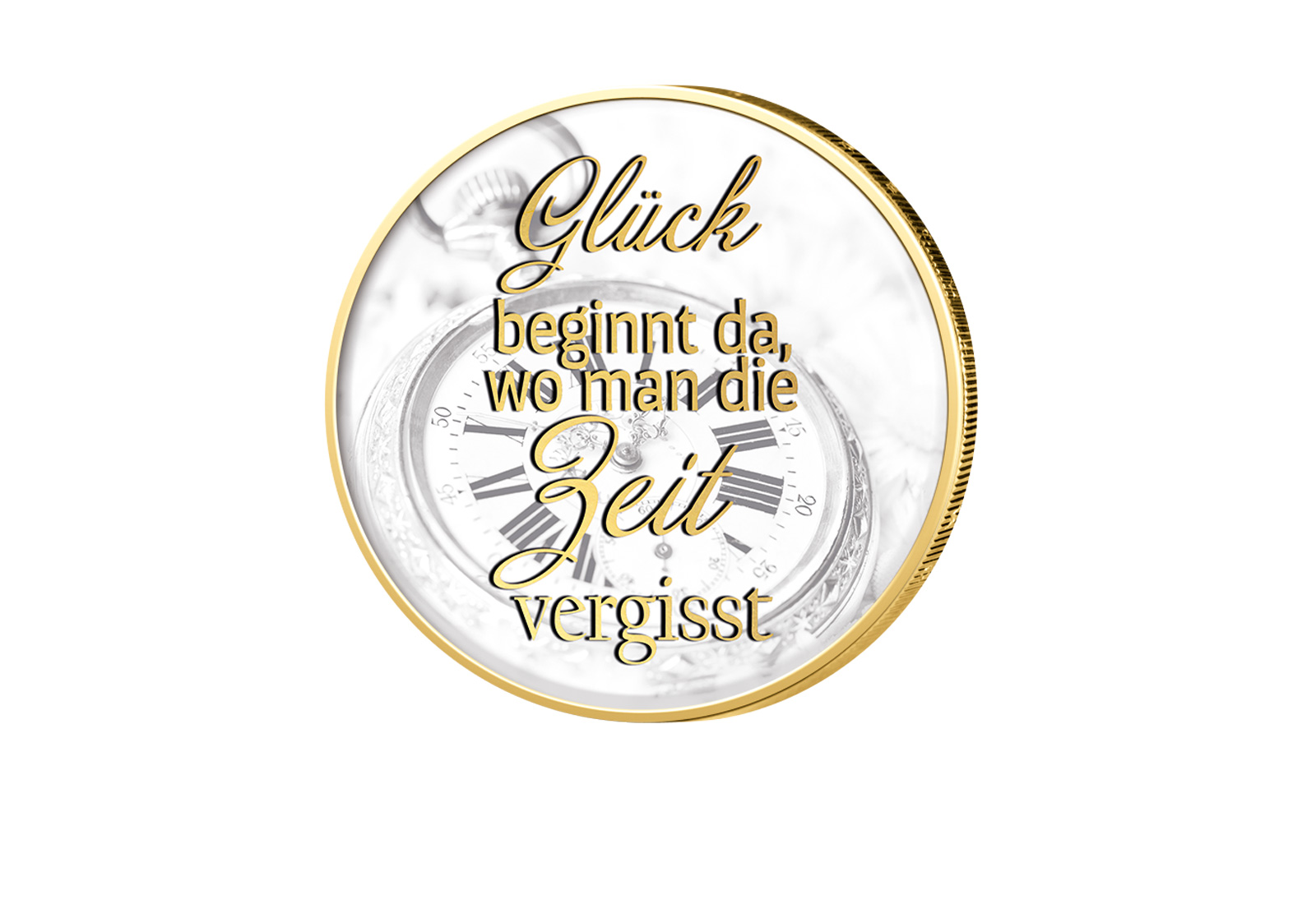 2 Euro vergoldet mit Farbmotiv Glück