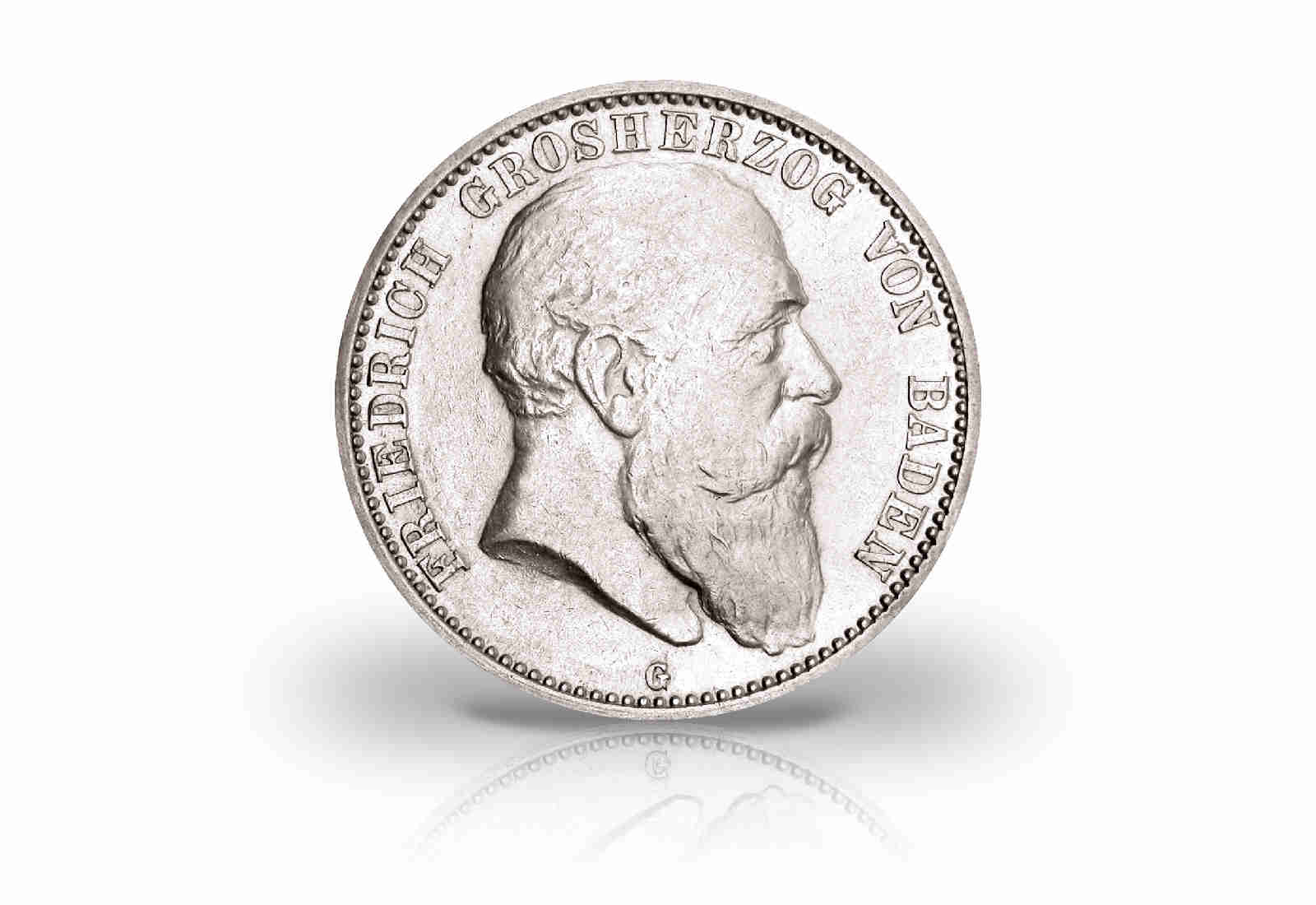 2 Mark 1902-1907 Deutsches Kaiserreich Baden Friedrich I. Jaeger-Nr. 32