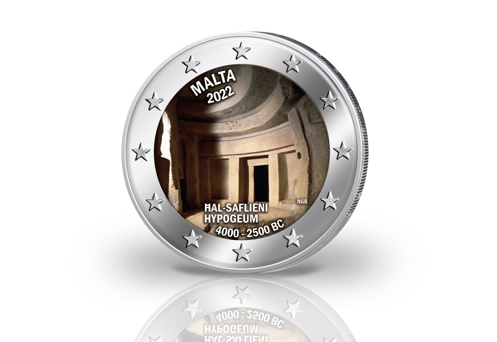 2 Euro 2022 Malta Hypogäum von Hal-Saflieni mit Farbmotiv