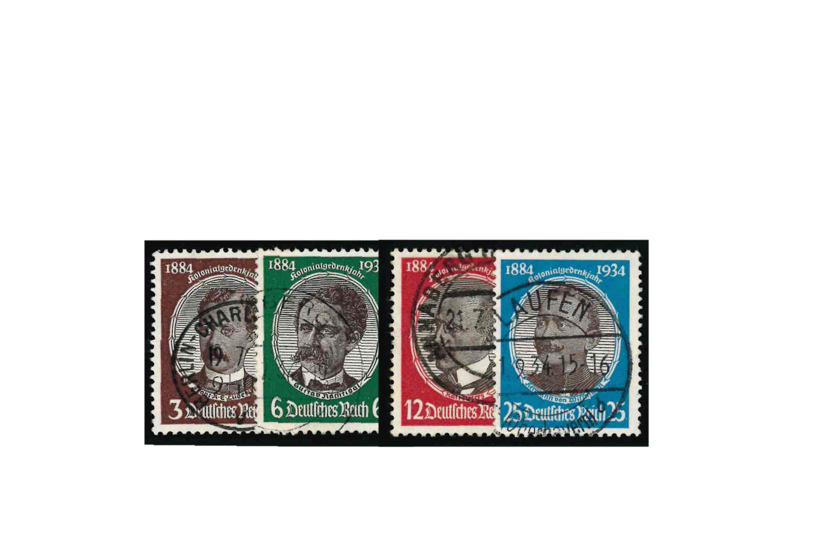 Briefmarken Deutsches Reich Kolonialforscher Michel-Nr. 540/43 gestempelt