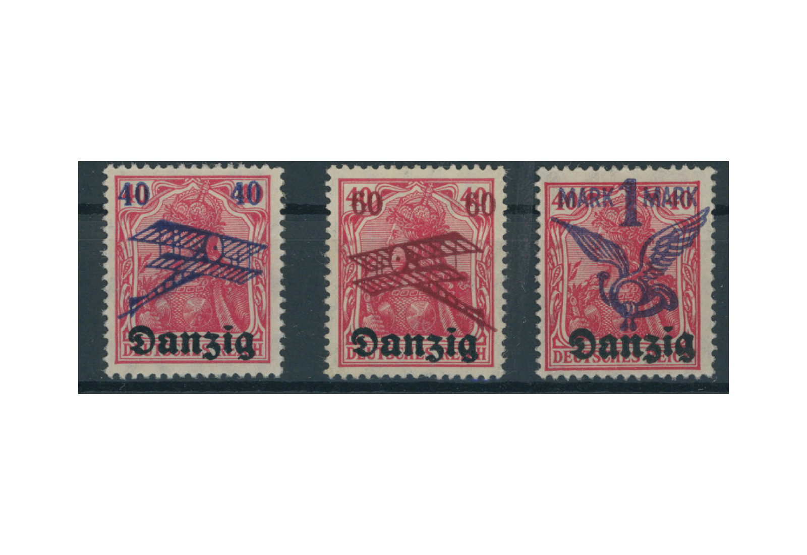 Briefmarken Deutsches Reich Flugpostmarken Danzig 1920-1939 Michel-Nr. 50-52 Falz