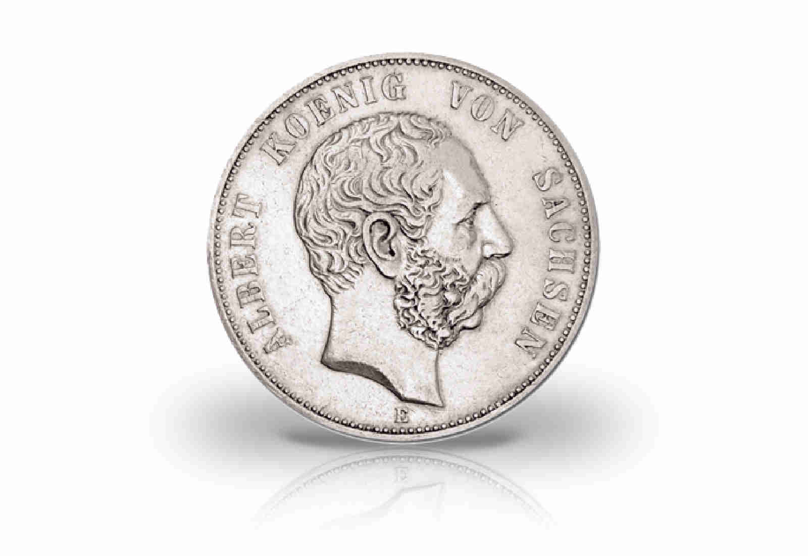 2 Mark 1876-1888 Deutsches Kaiserreich Sachsen König Albert Jaeger-Nr. 121