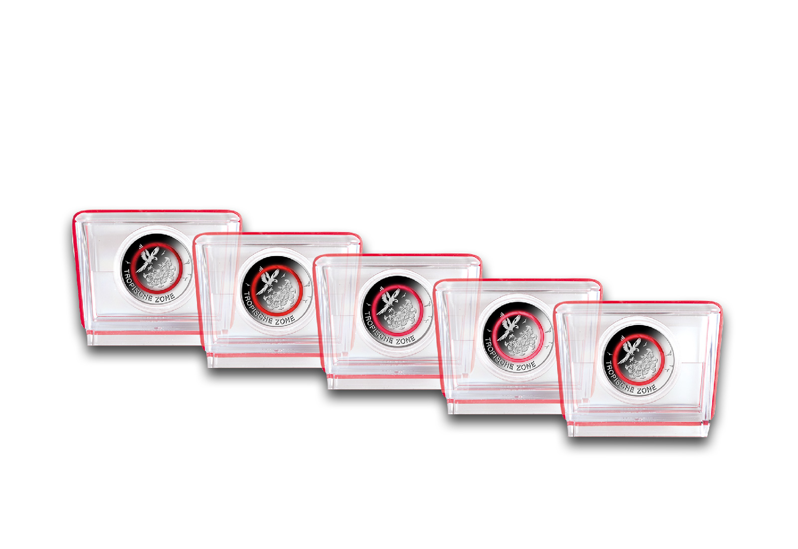 Originale Präsentationsbox für 5 Euro BRD "Tropische Zone" im 5er Set