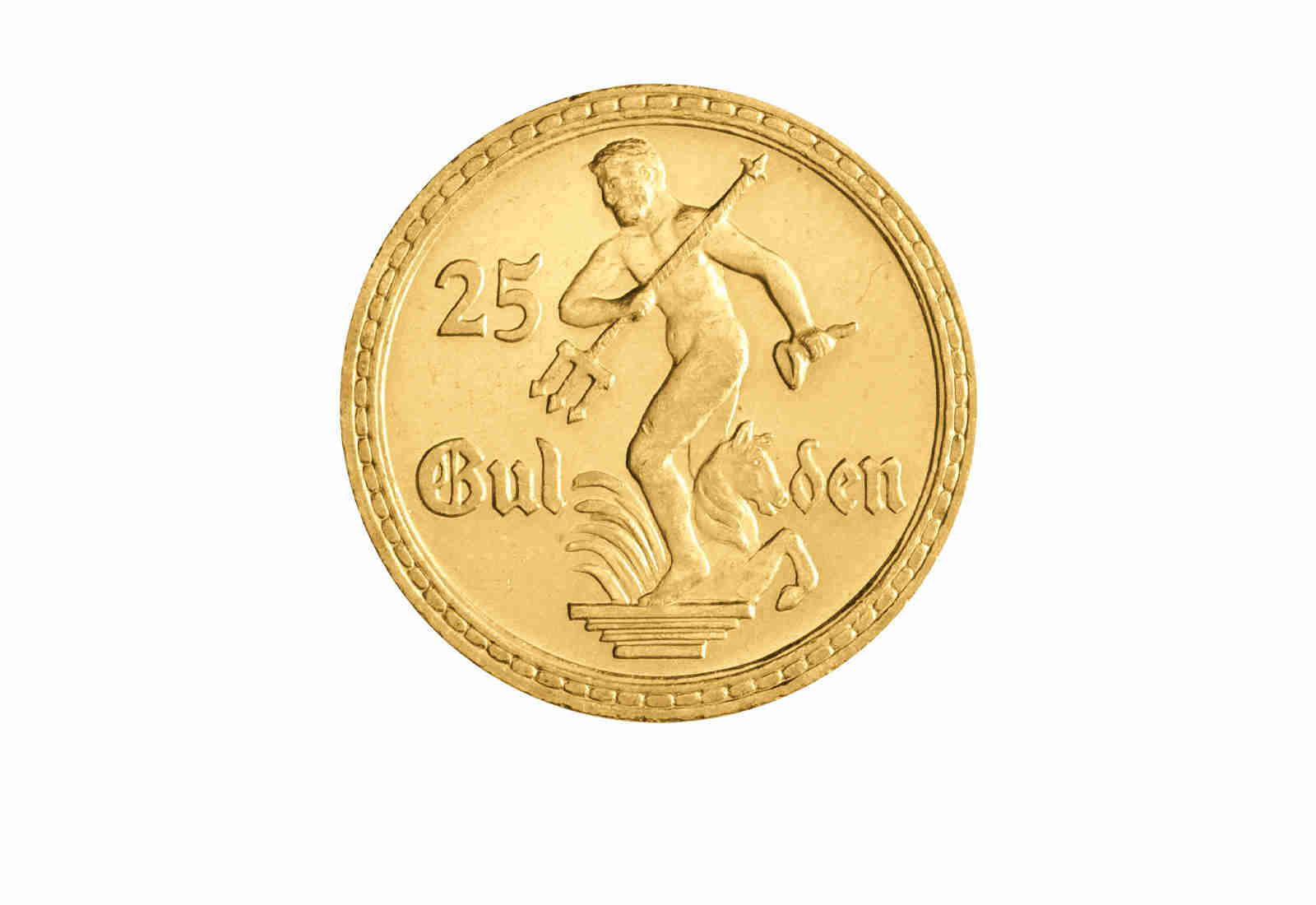 Danzig 25 Gulden Goldmünze 1930 Neptun st