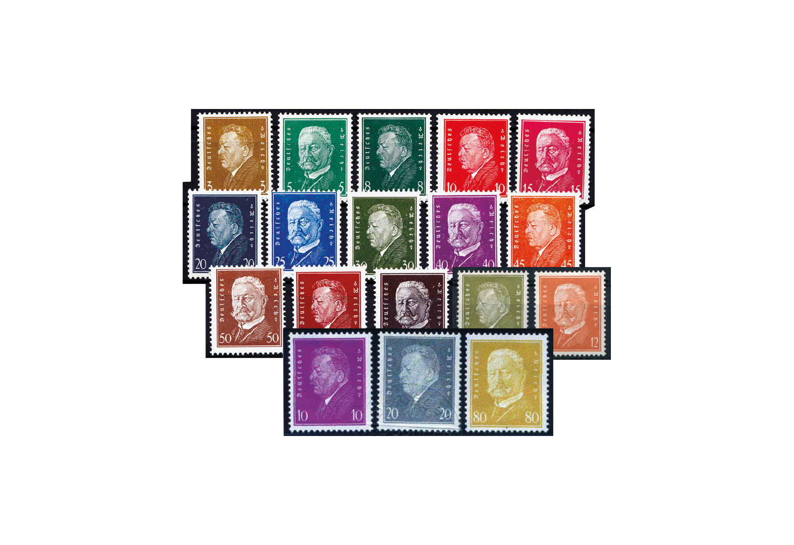 Deutsches Reich Reichspräsidenten 1928/1932 komplett postfrisch im Set