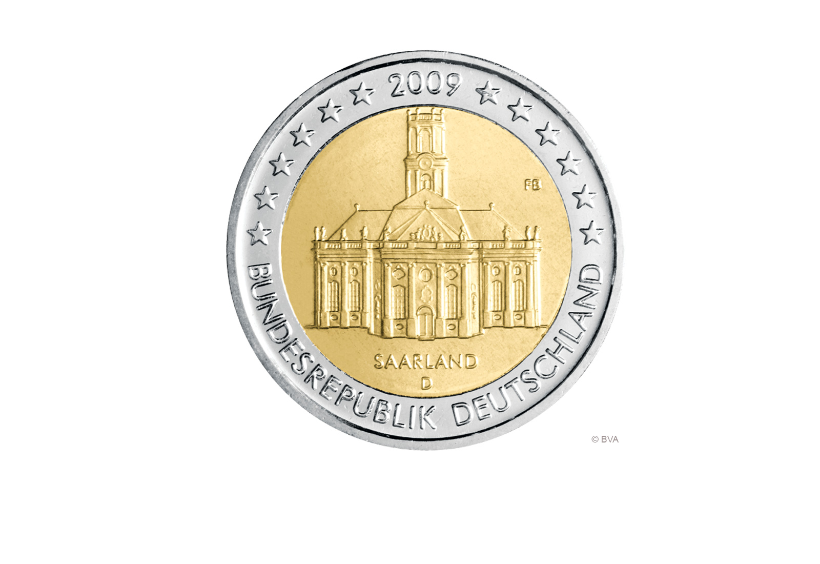 2 Euro 2009 Deutschland Saarland Ludwigskirche Prägestätte unserer Wahl