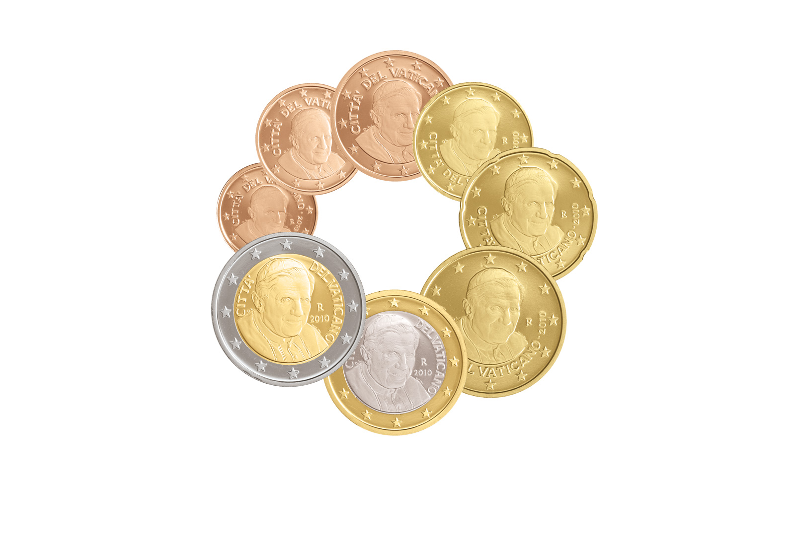 Vatikan Kursmünzensatz 2010 Papst Benedikt XVI.
