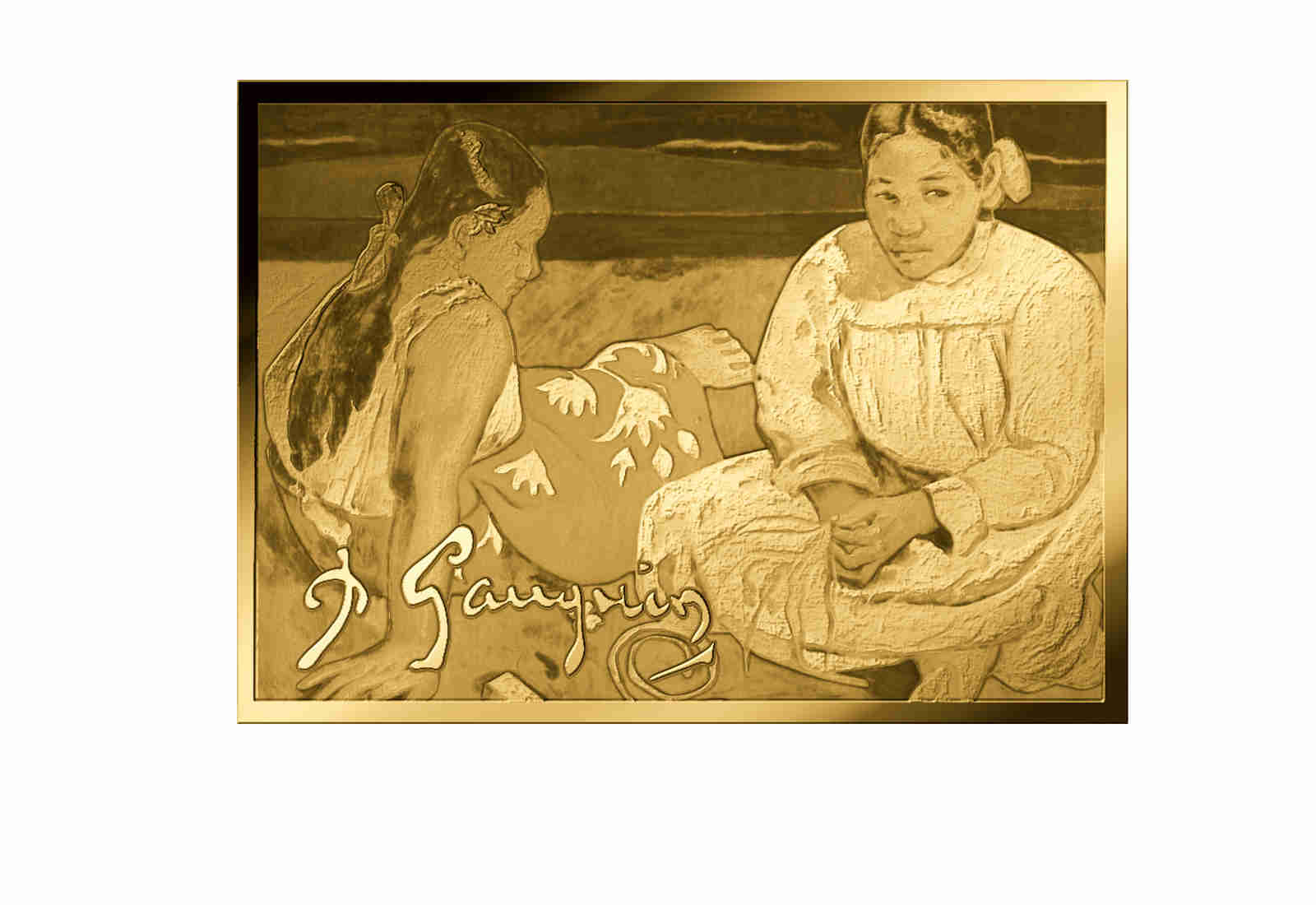 Goldmünze Motiv "Frauen von Tahiti am Strand" Coincard 999/1000 Gold Geschenk