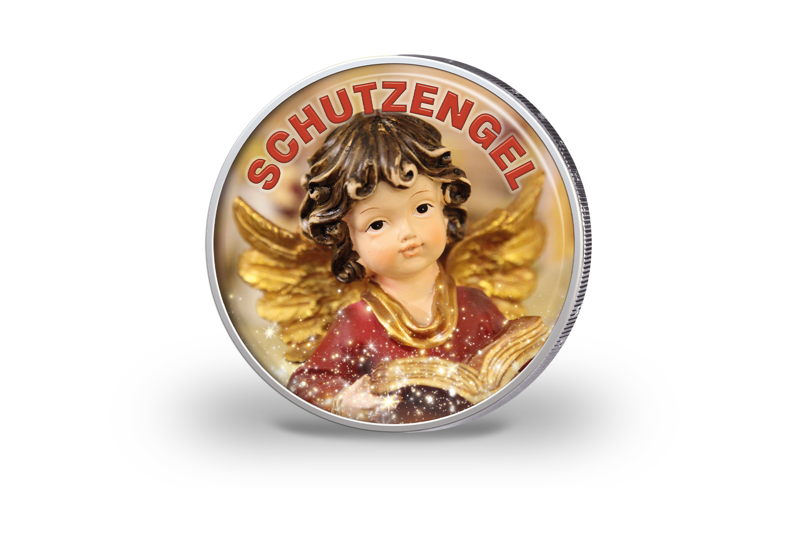 2 Euro mit Farbmotiv Schutzengel Motiv 1 vergoldet