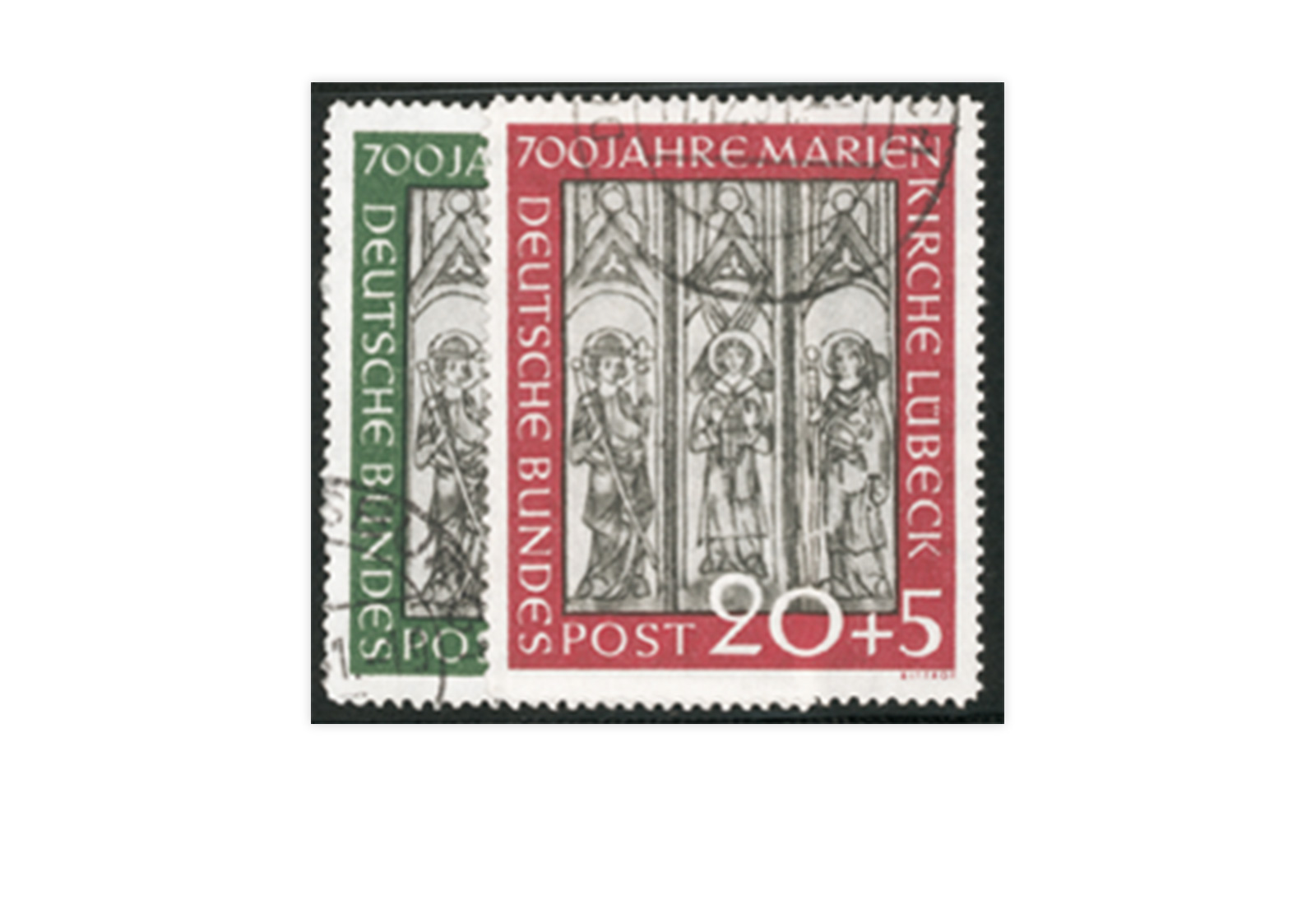 Briefmarken BRD Marienkirche 1951 Michel-Nr. 139-140 gestempelt