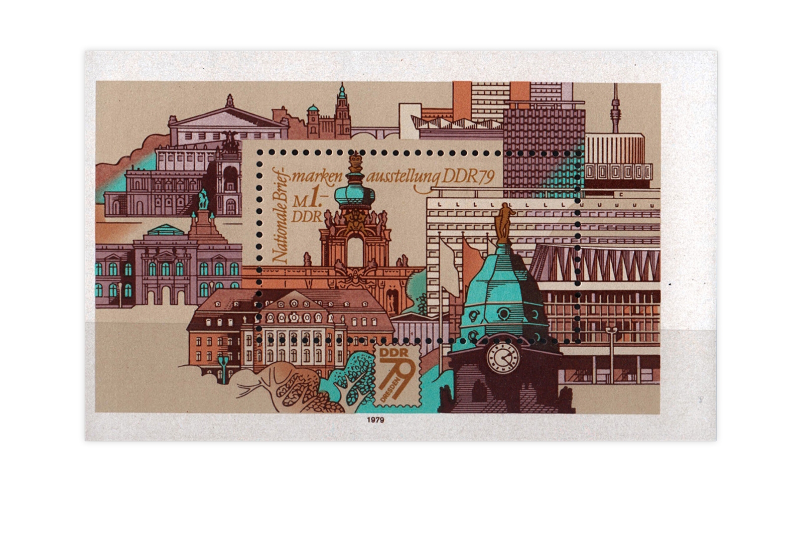 DDR Block 55 Bauwerke Dresden 1979 gestempelt