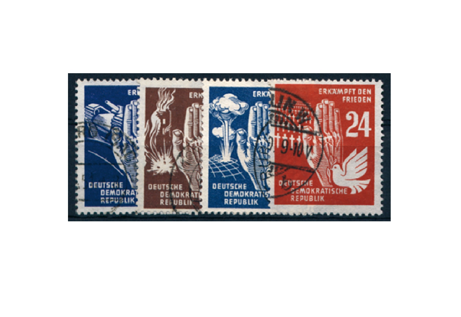 Briefmarken DDR Erkämpft den Frieden 1950 Michel-Nr. 276-279 gestempelt