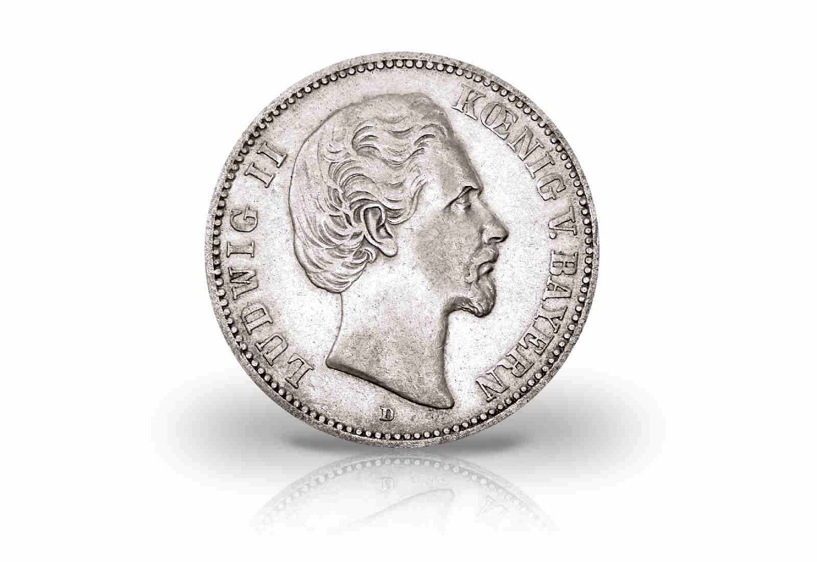 2 Mark 1876 Deutsches Kaiserreich Bayern König Ludwig II. Jaeger-Nr. 41