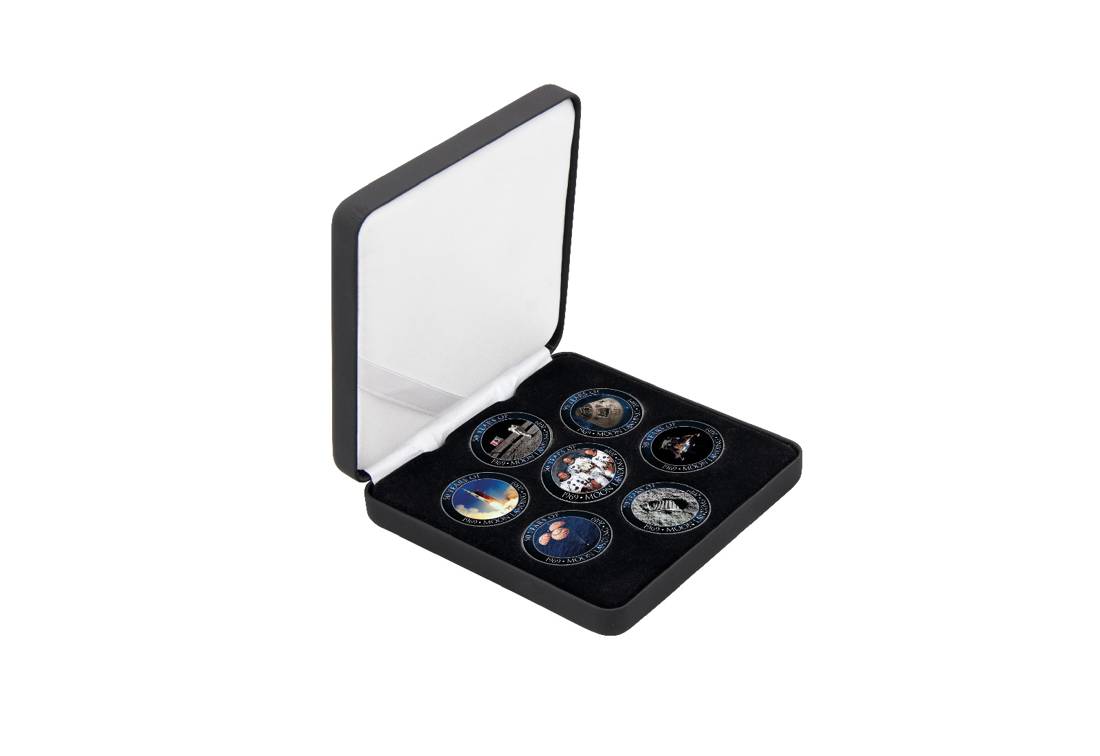 50 Jahre Mondlandung 7er Kollektion mit Farbapplikation im Etui inkl. Zertifikat