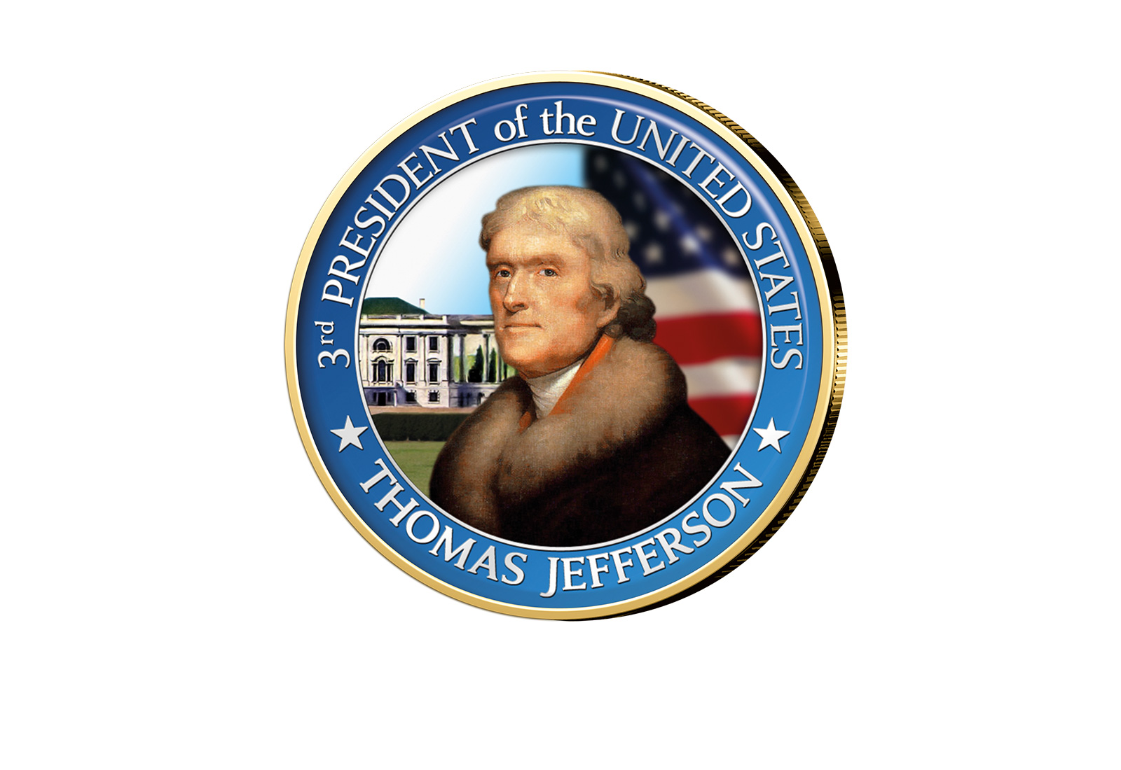 ½ Kennedy-Dollar USA mit Farbapplikation Thomas Jefferson