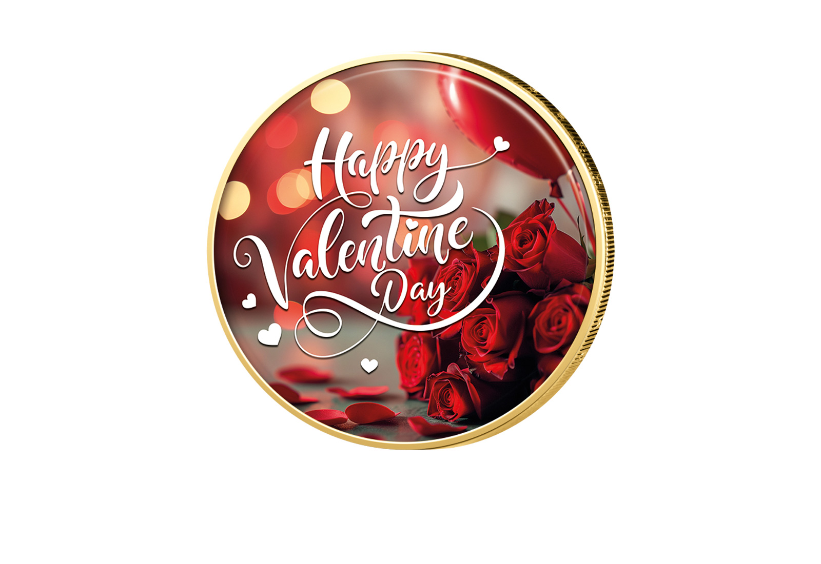 2 Euro vergoldet Valentinstag mit Farbmotiv