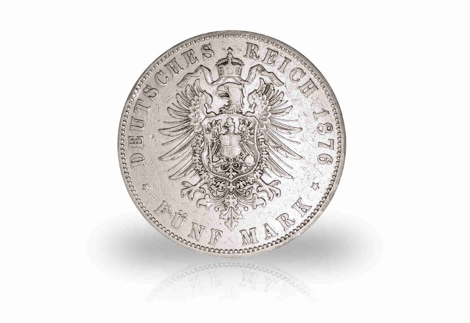 5 Mark 1876-1888 Deutsches Kaiserreich Hamburg  Wappen Jaeger-Nr. 62