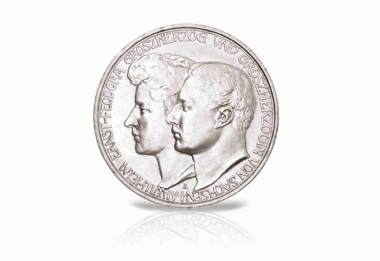 3 Mark 1910 Deutsches Kaiserreich Sachsen Hochzeit Feodora Jaeger-Nr. 162
