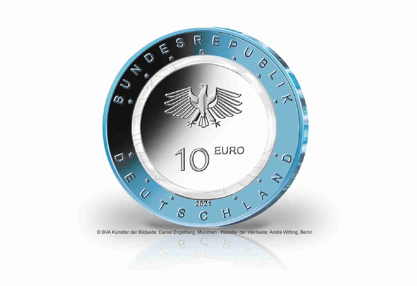 10 Euro 2021 Deutschland Auf dem Wasser mit Polymerring st Prägestätte unserer Wahl