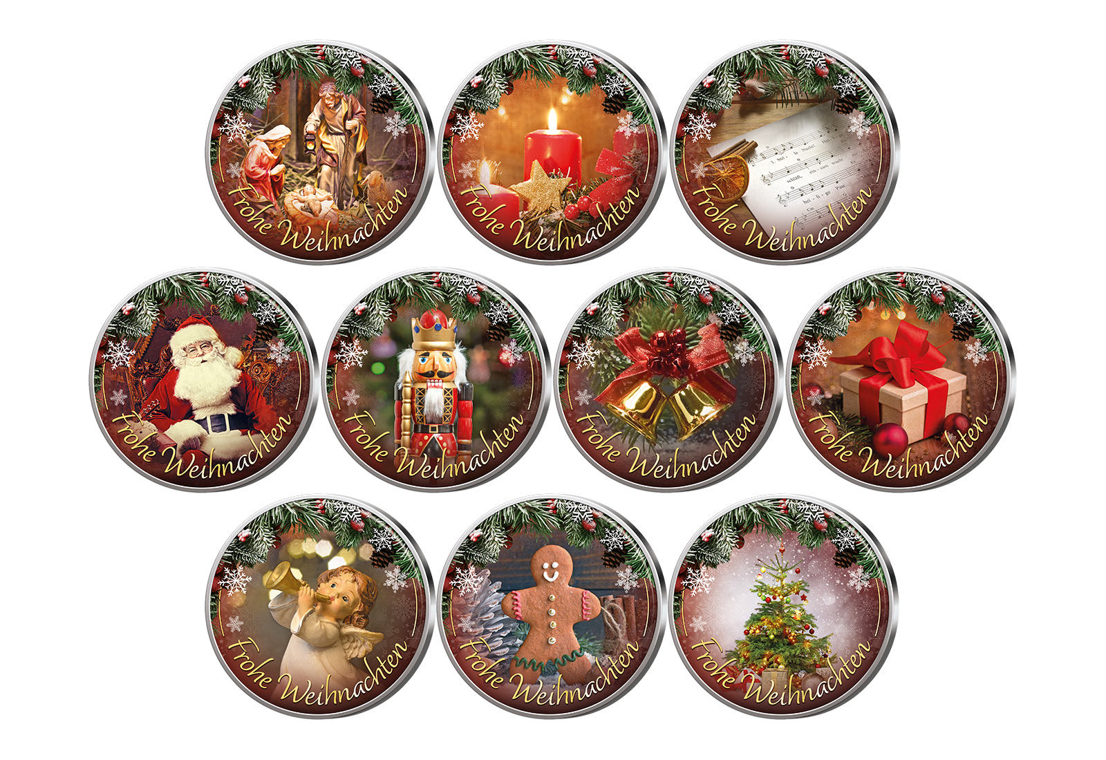 Weihnachten 10er Kollektion mit Farbmotiv im Etui inkl. Zertifikat