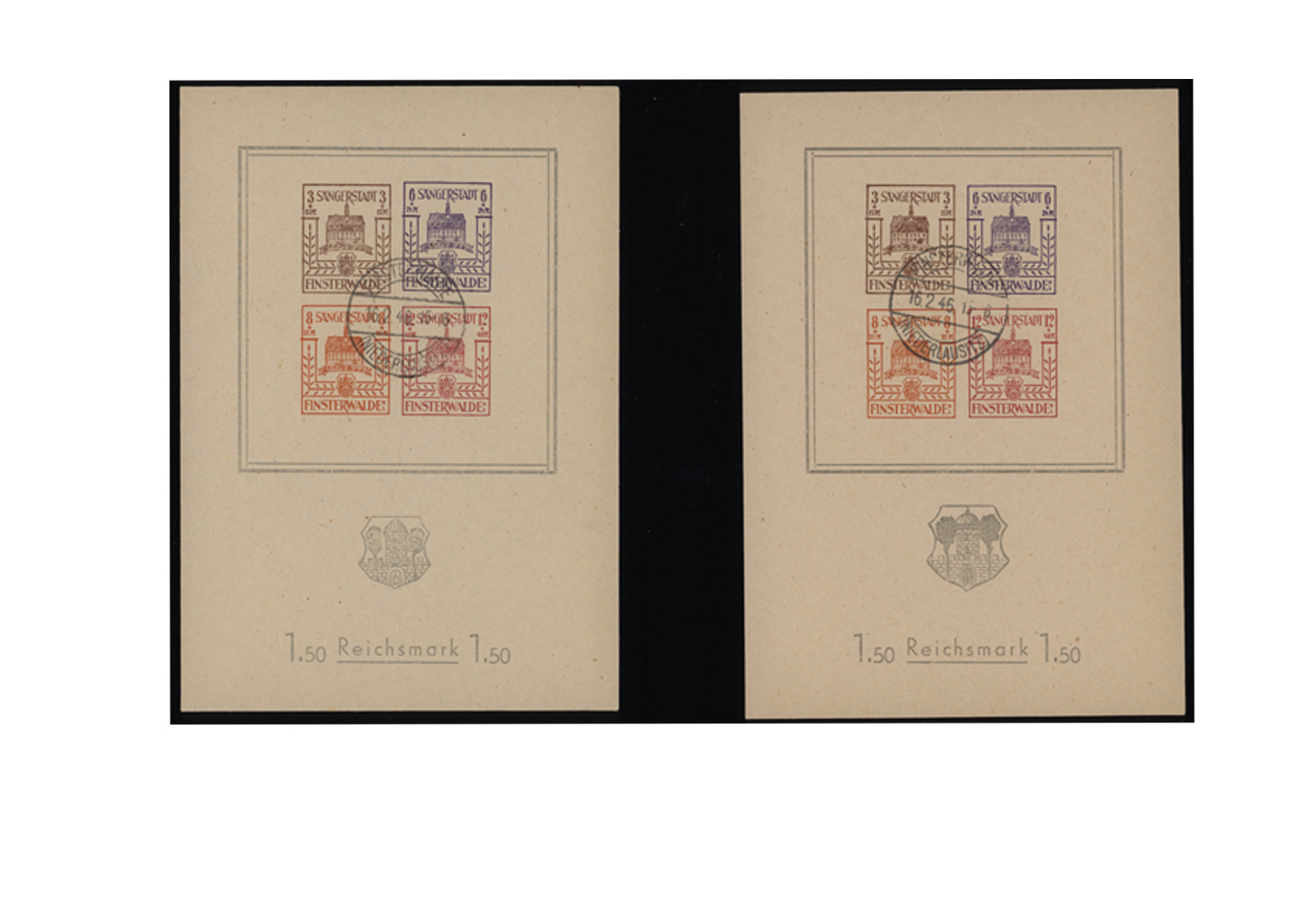 Finsterwalde 1946 Block 1 + 2 gest. Dt. Lokalausgaben