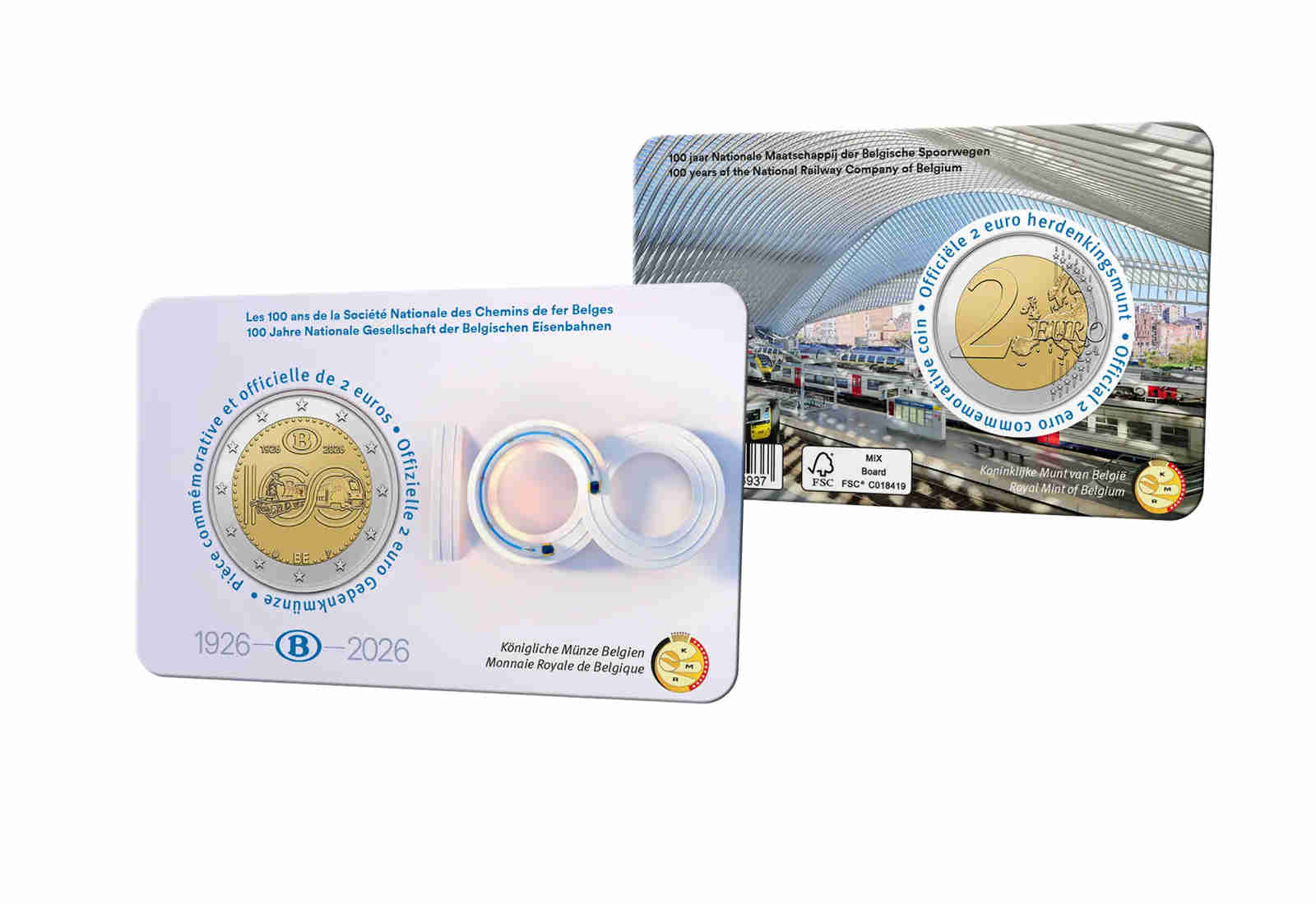 2 Euro 2026 Belgien 100 Jahre belgische Staatsbahnen SNCB in Coincard u. Wahl