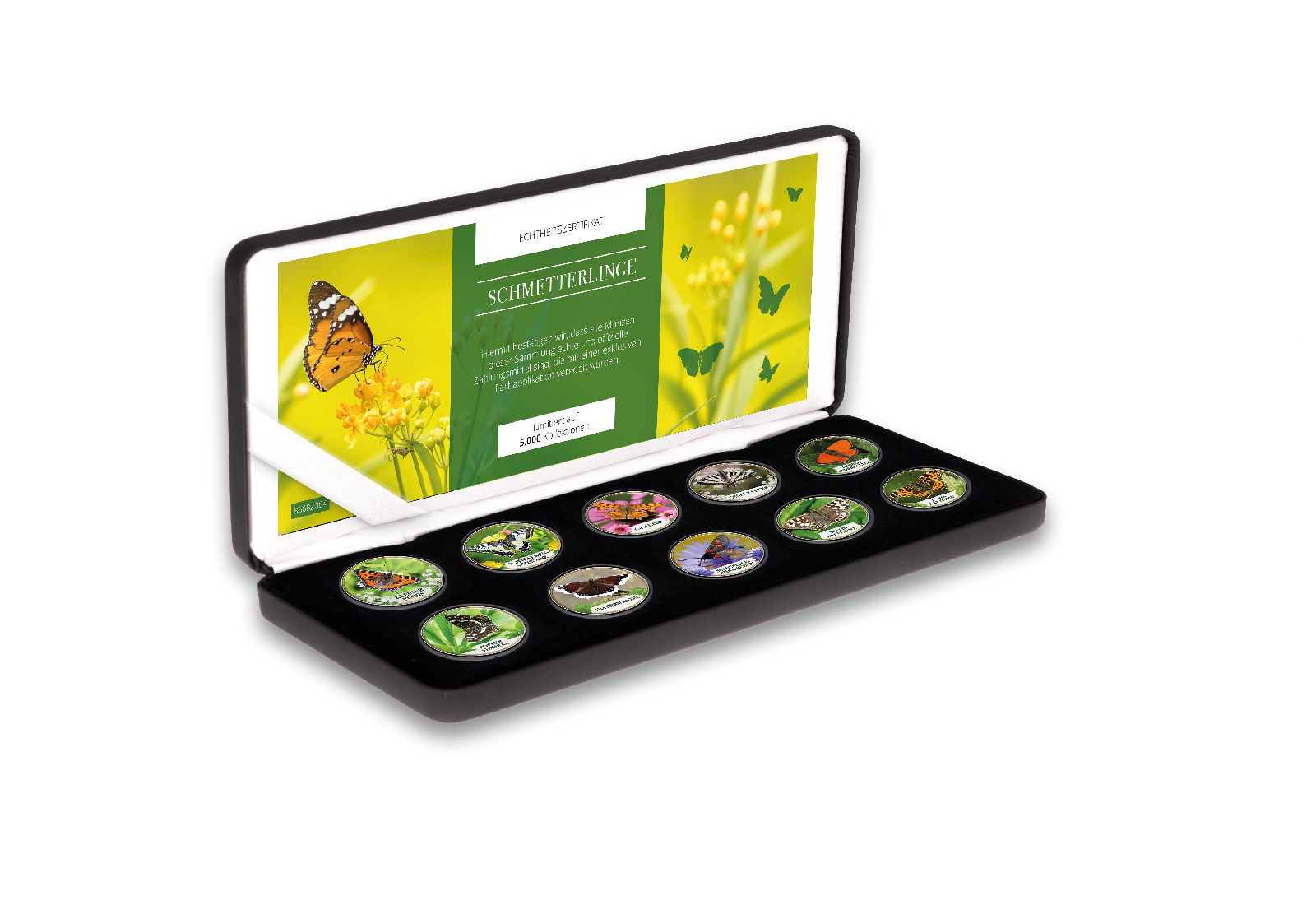 Schmetterlinge II 10er Kollektion mit Farbmotiv im Etui inkl. Zertifikat