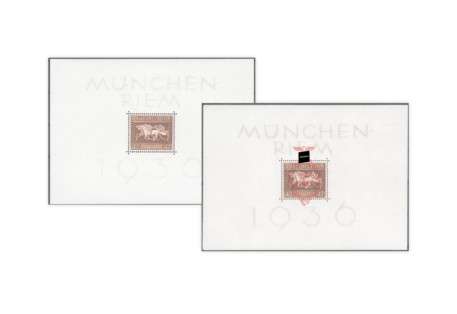 Briefmarken Deutsches Reich Braunes Band 1936 Block 4 + Block 10 Falz