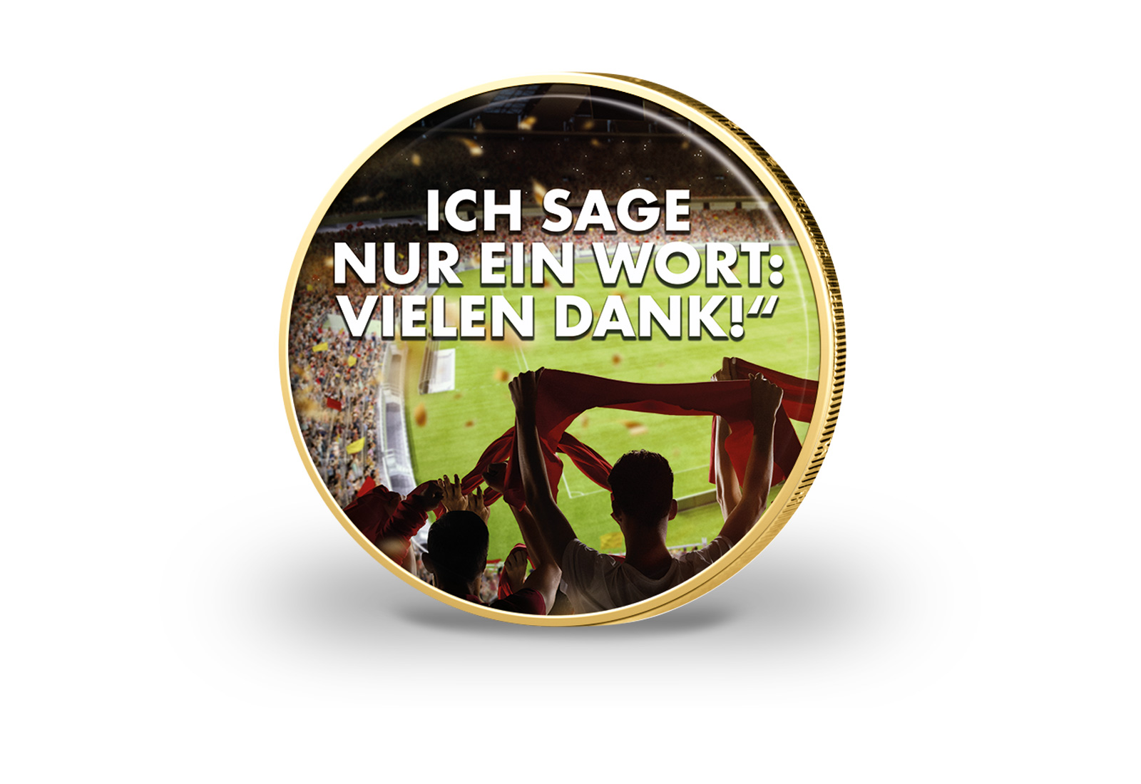 2 Euro vergoldet Fußballspruch 8 mit Farbmotiv