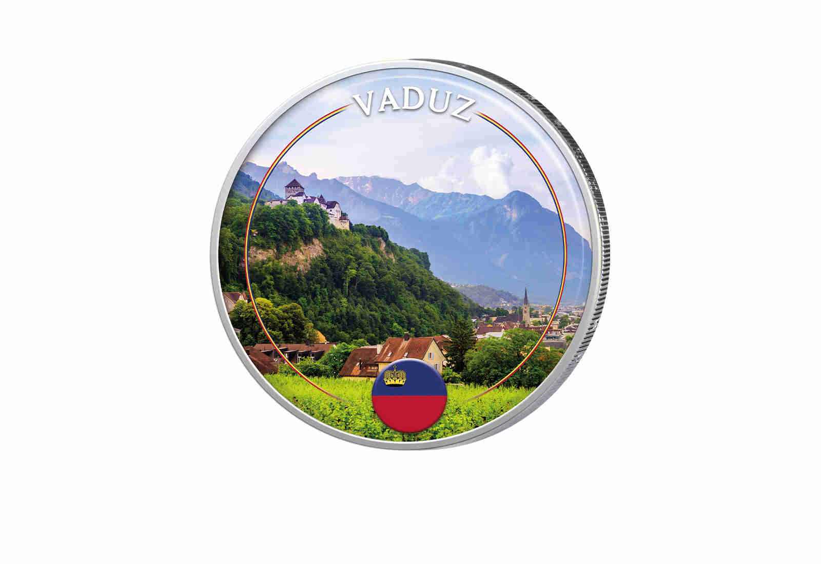 2 Euro mit Farbapplikation Vaduz - Lichtenstein