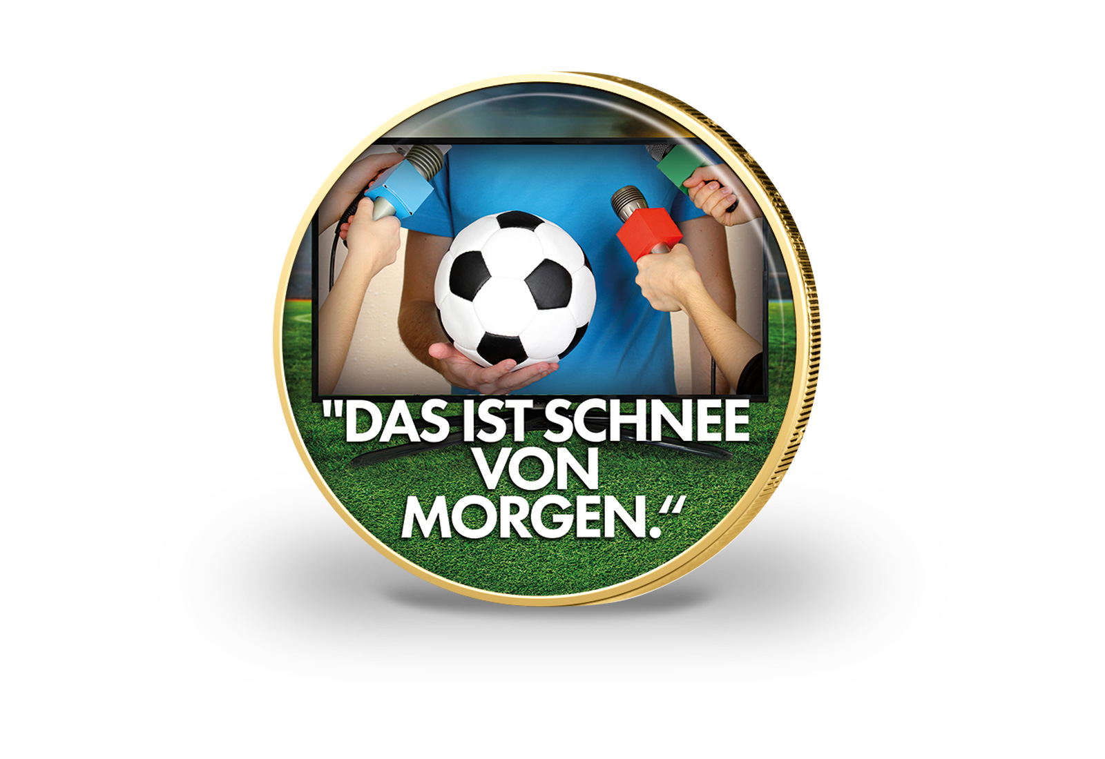 2 Euro vergoldet Fußballspruch 22 mit Farbmotiv