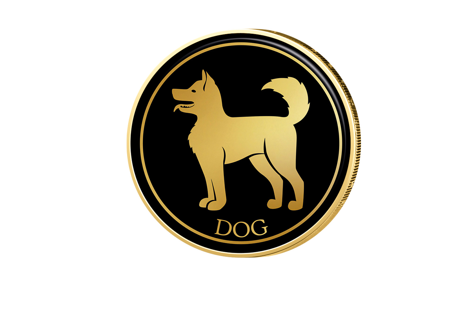 2 Euro vergoldet mit Chinesischem tierkreiszeichen Hund mit Farbmotiv