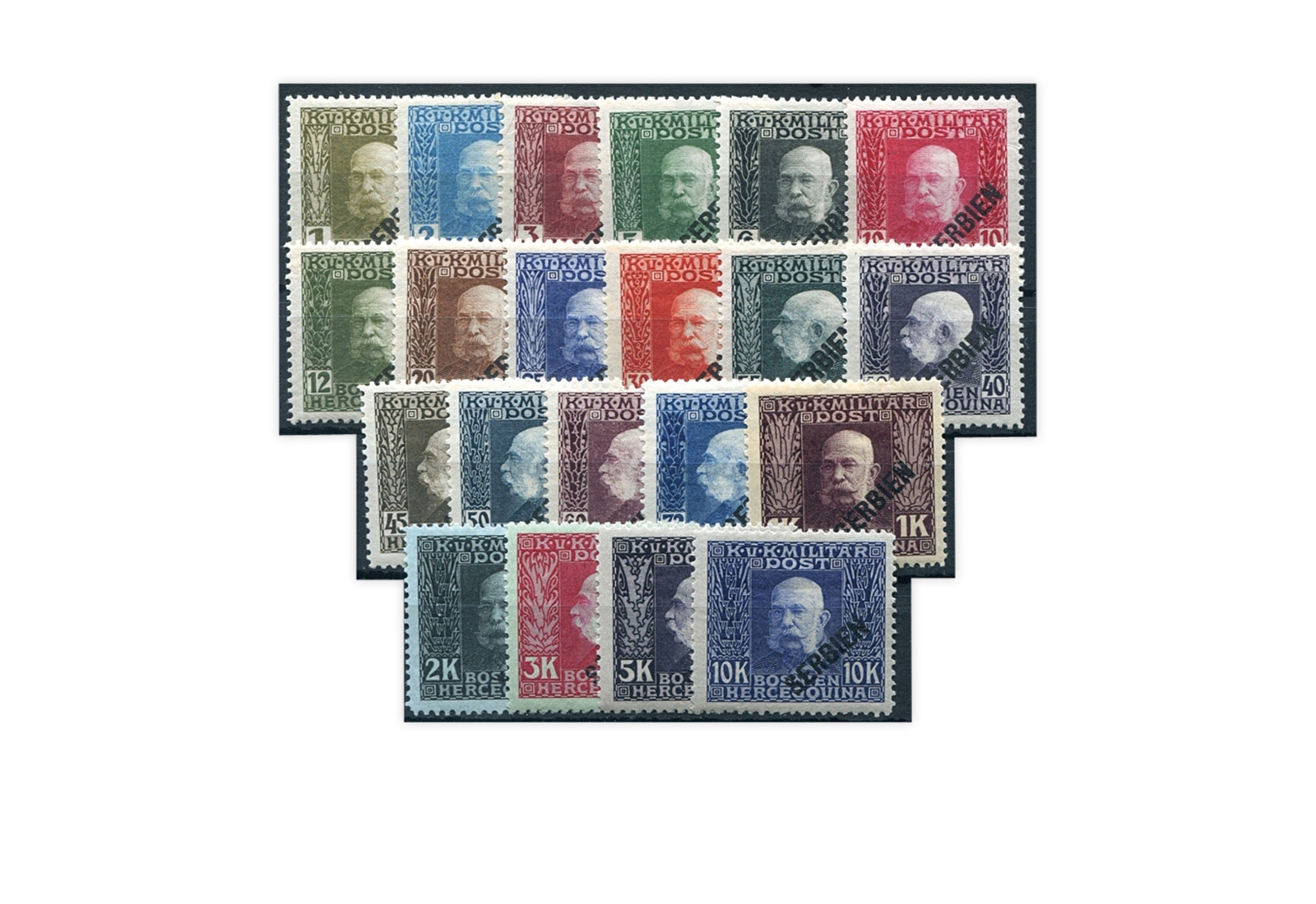 Österreichisch-ungarische Feldpost Mi.Nr. 22-42 Falz