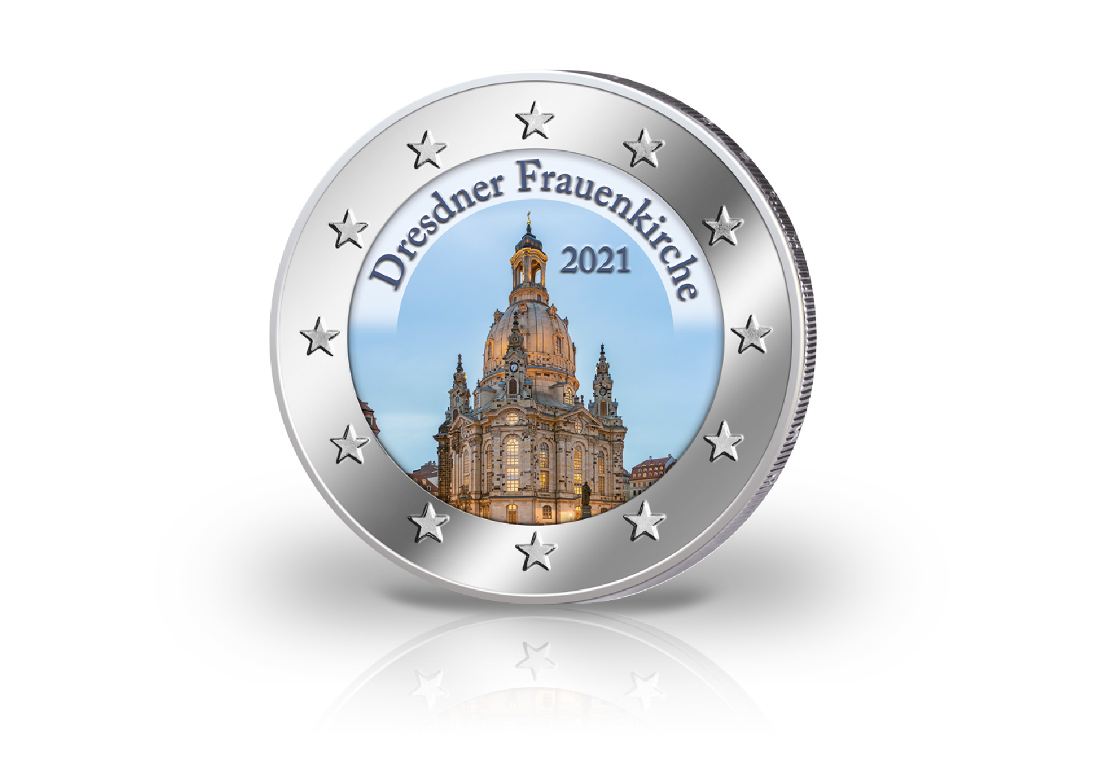 Dresdner Frauenkirche 2021 mit Farbmotiv