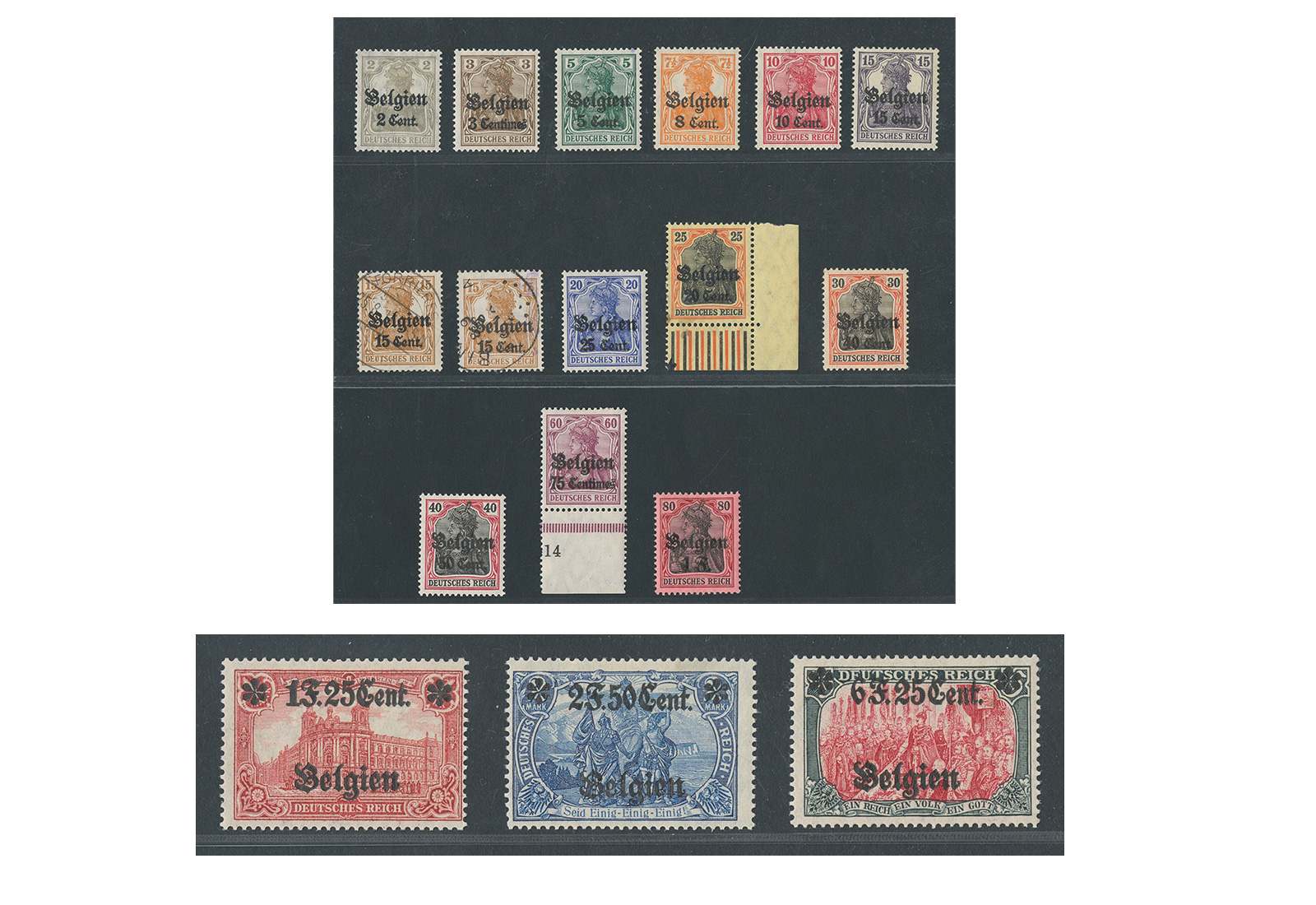 Briefmarken Landespost Belgien Dt. Besetzung I. Weltkrieg Mi:10-25ges