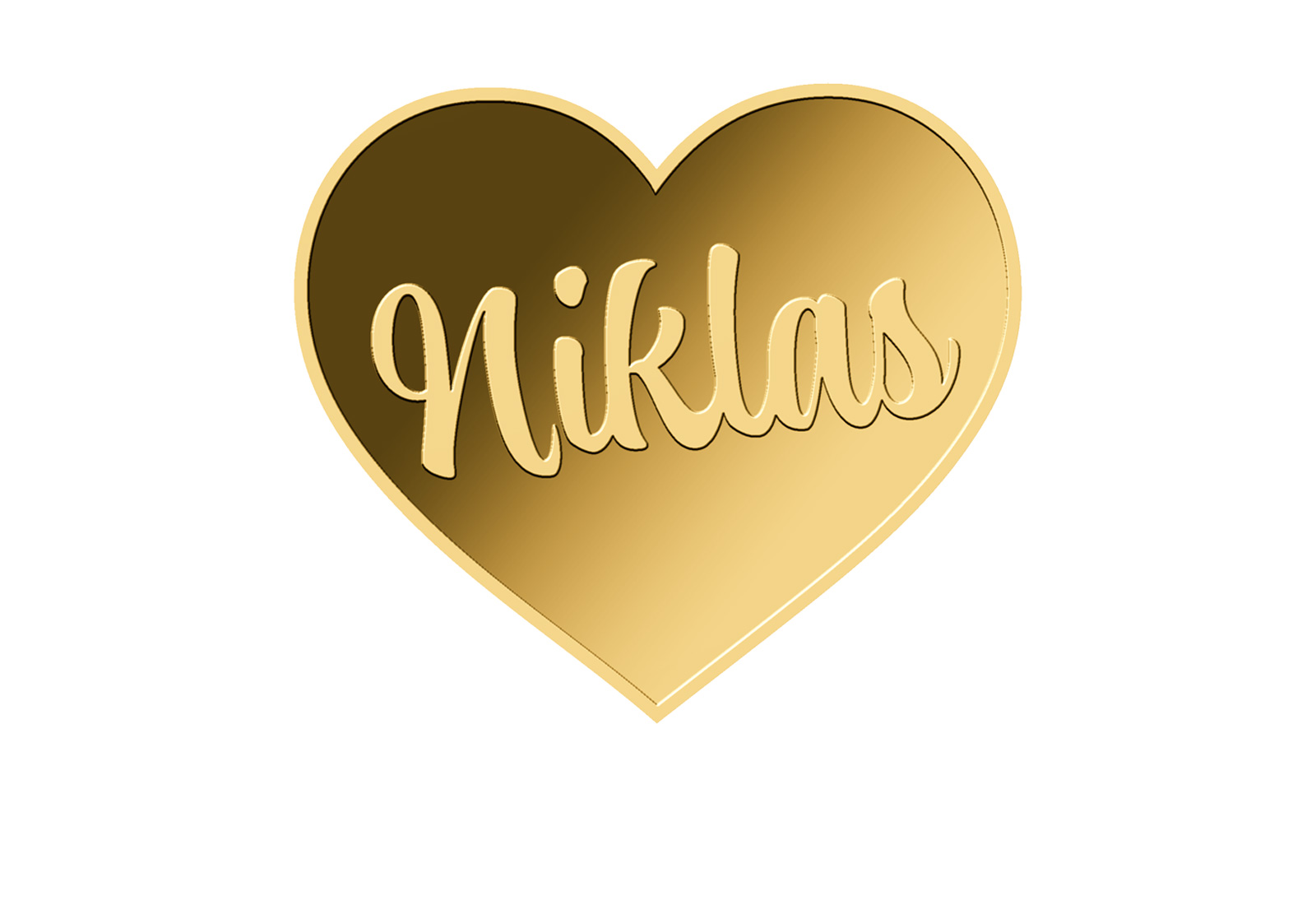 Goldmünze Motiv "Herz Niklas" 999/1000 Gold im Geschenketui