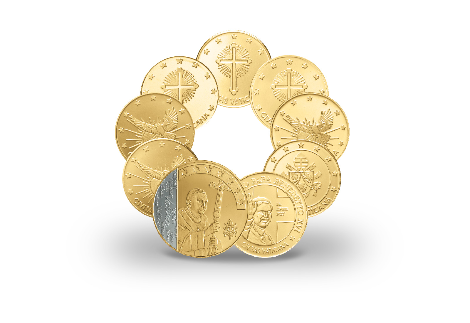 Prestigesatz Papst Benedikt XVI. 85. Geburtstag mit 999er Goldauflage