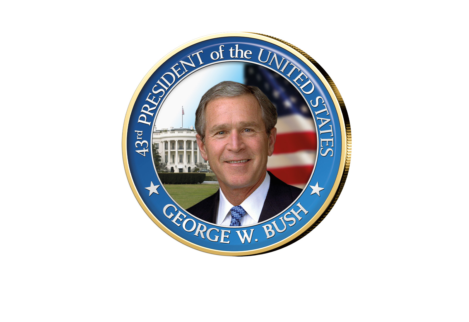 ½ Kennedy-Dollar USA mit Farbapplikation George H. W. Bush