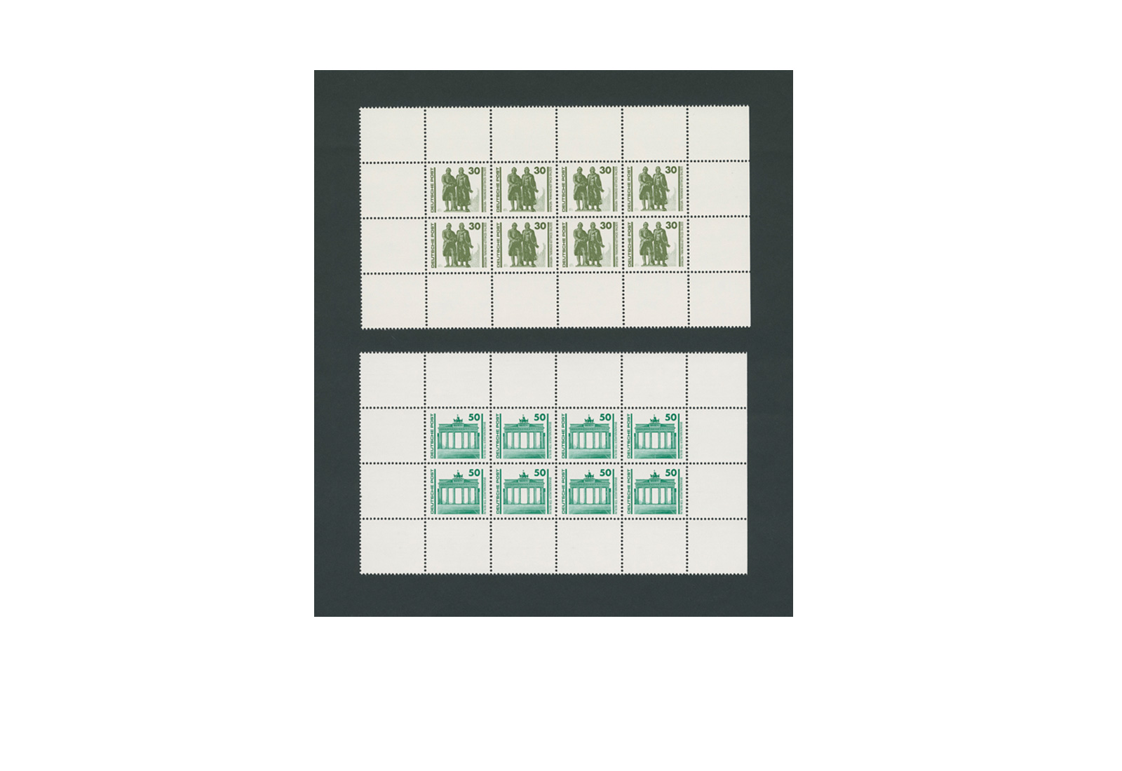Briefmarken DDR Michel-Nr. 3345 + 3346 ,MHB 20 + 21 im Achterblock postfrisch