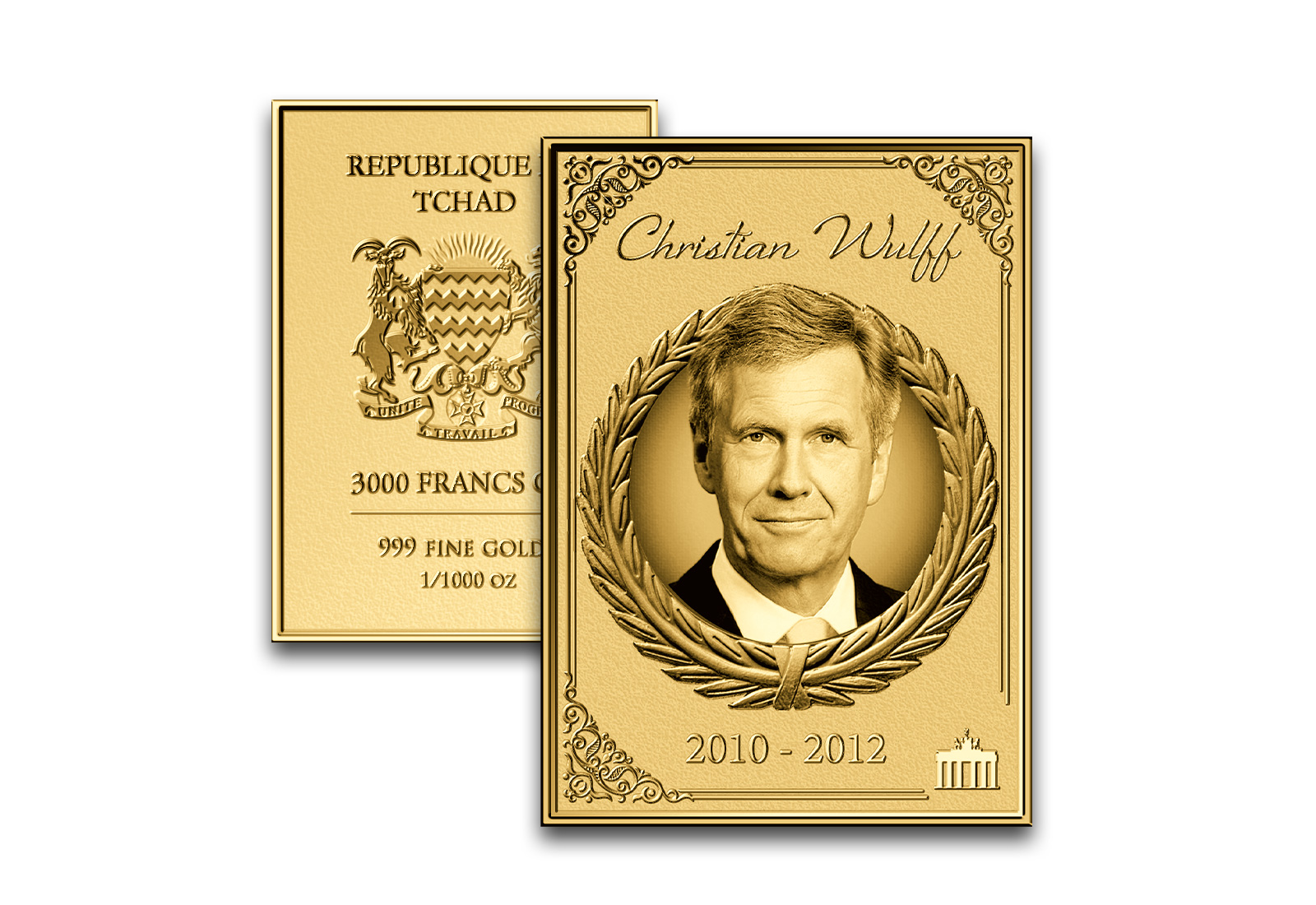 Goldmünzbarren Bundespräsident Christian Wulff 999/1000 Gold
