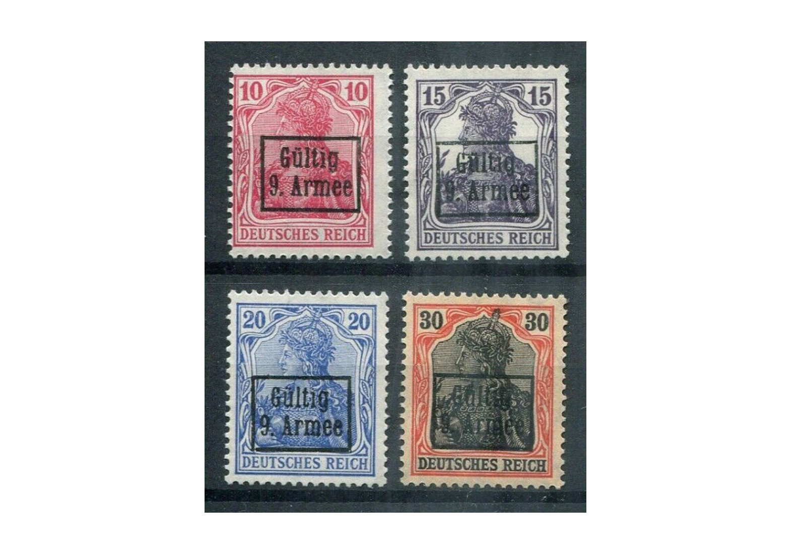 Briefmarken Etappengebiet 9.Armee Dt.Besetzung-1.Weltkrieg 1/4gest