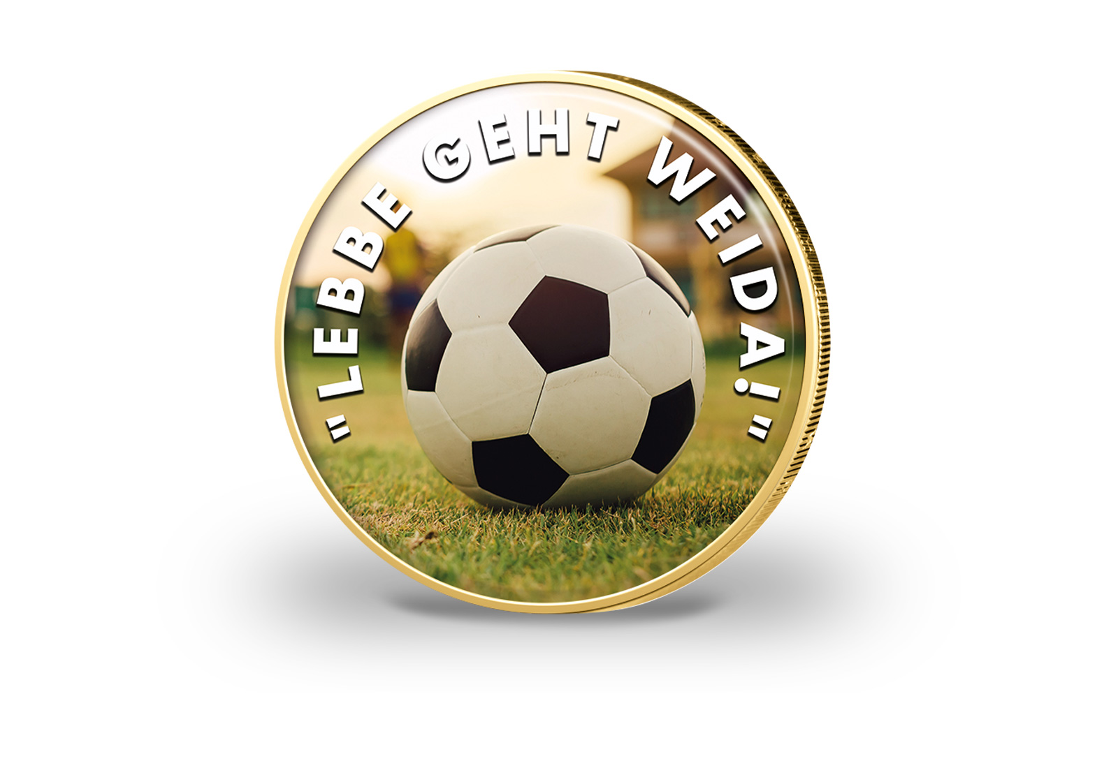 2 Euro vergoldet Fußballspruch 30 mit Farbmotiv
