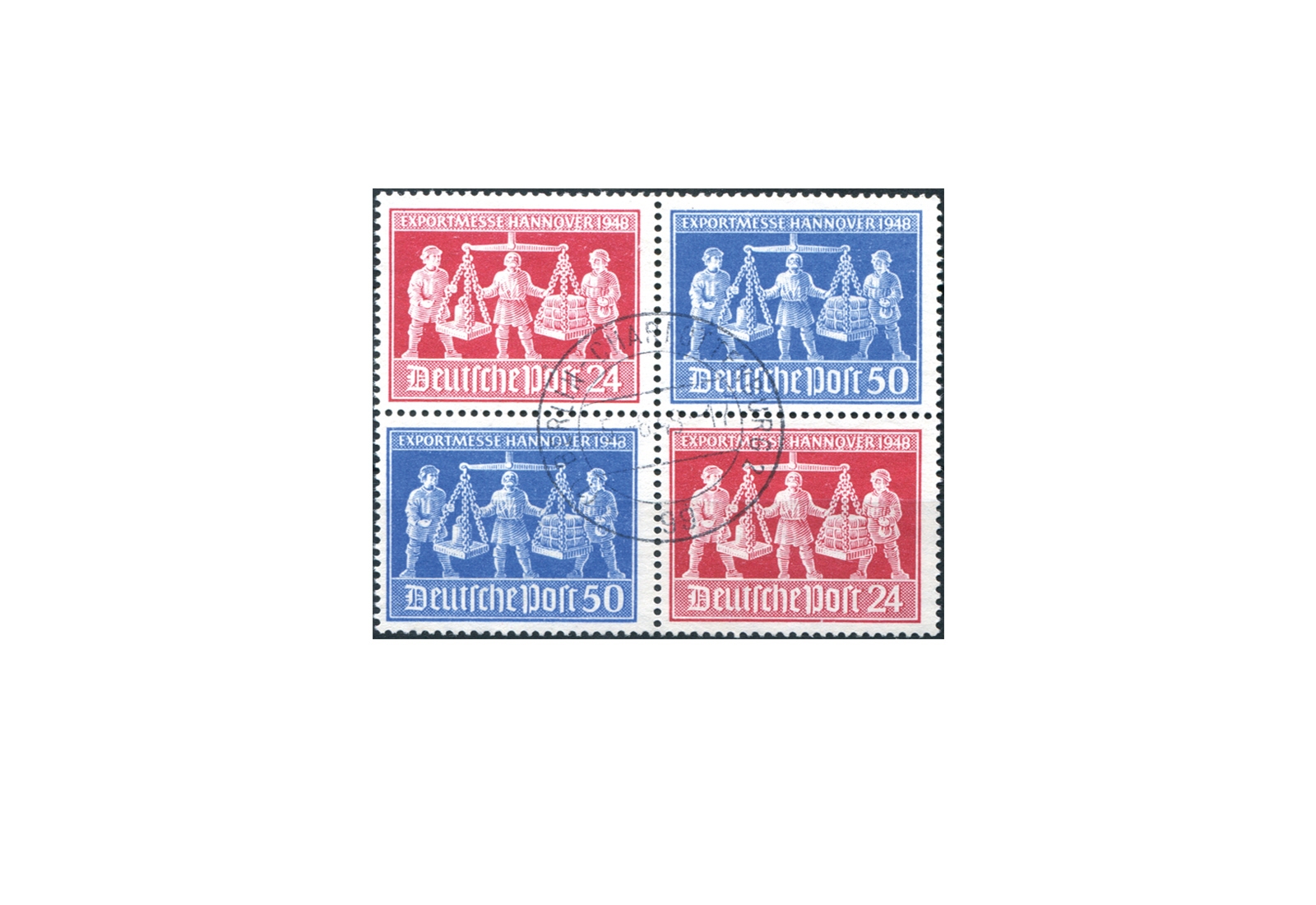 Alliierte Besatzungszonen Exportmesse Hannover 1948 Mi.Nr. 969/70 V zd 2 gestempelt