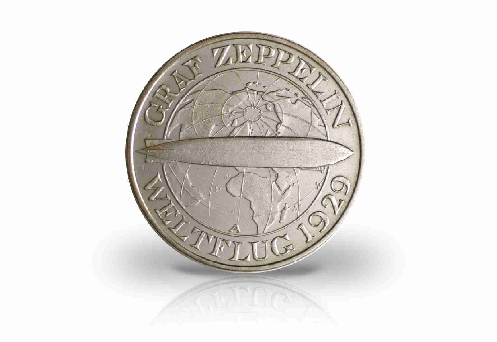 3 Reichsmark Silbermünze 1930 Weimarer Republik Graf Zeppelin Jaeger-Nr. 342