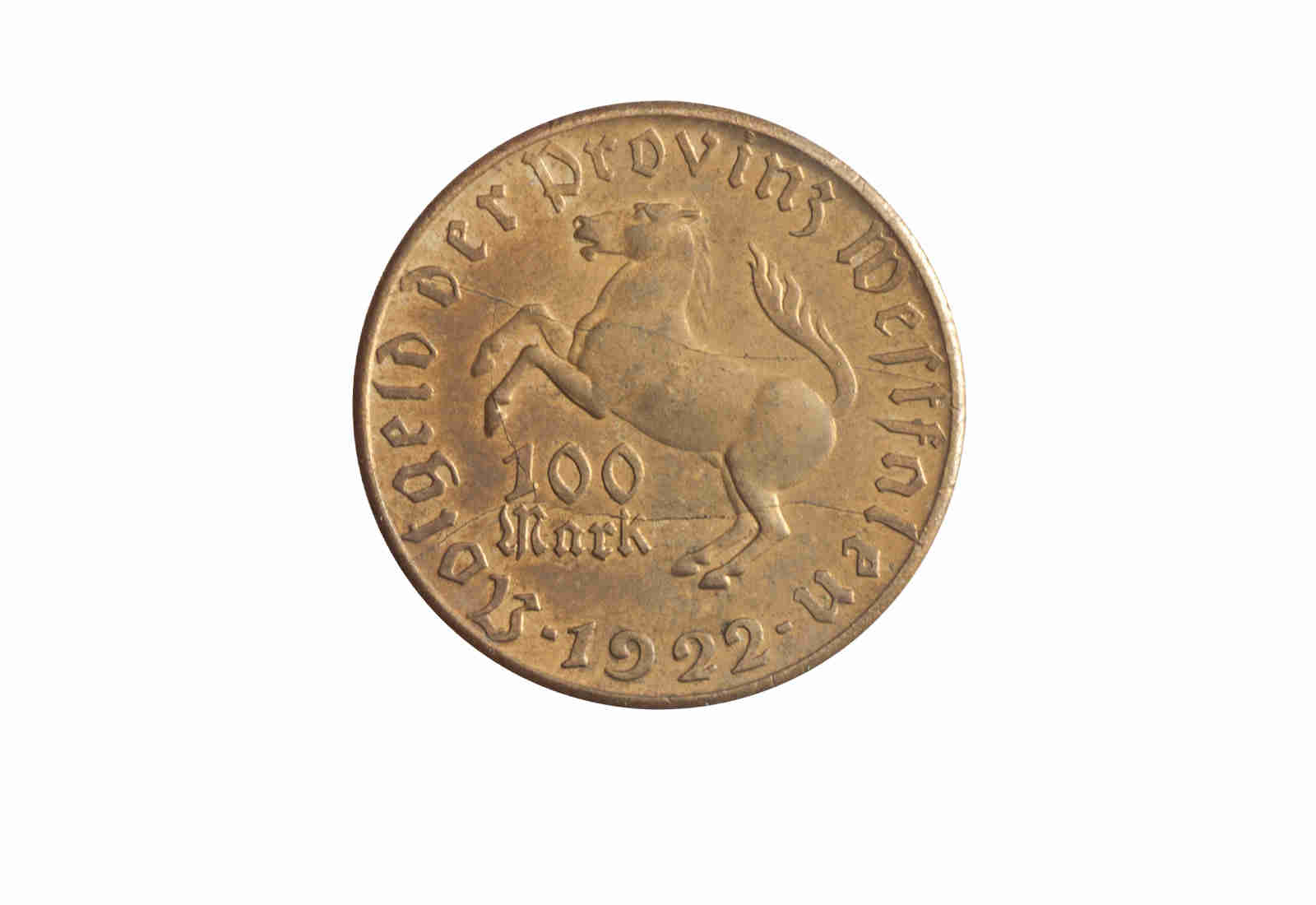100 Mark Notgeldmünze 1922 Weimarer Republik Westfalen N14 Bronze vergoldet