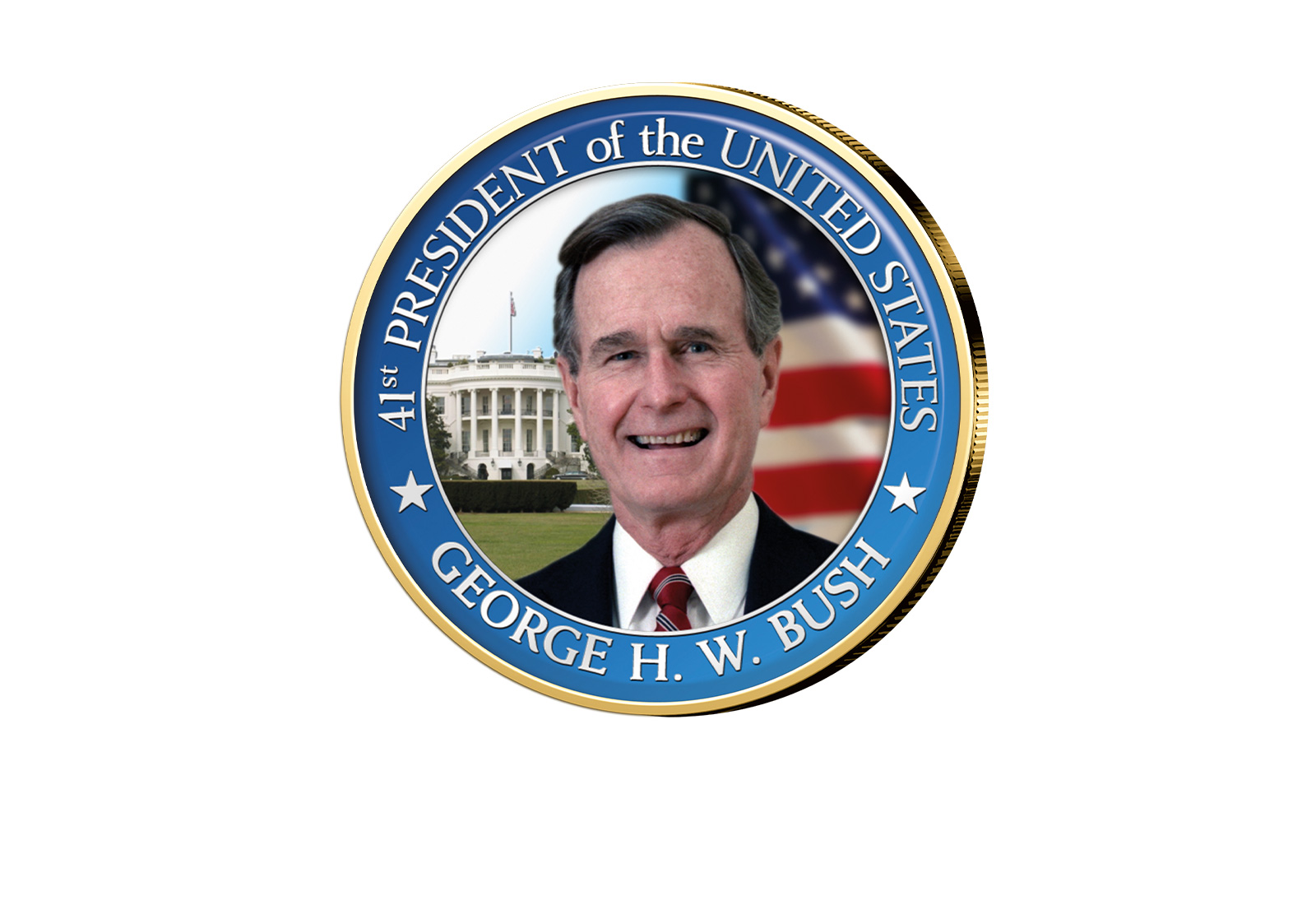 ½ Kennedy-Dollar USA mit Farbapplikation George W. Bush