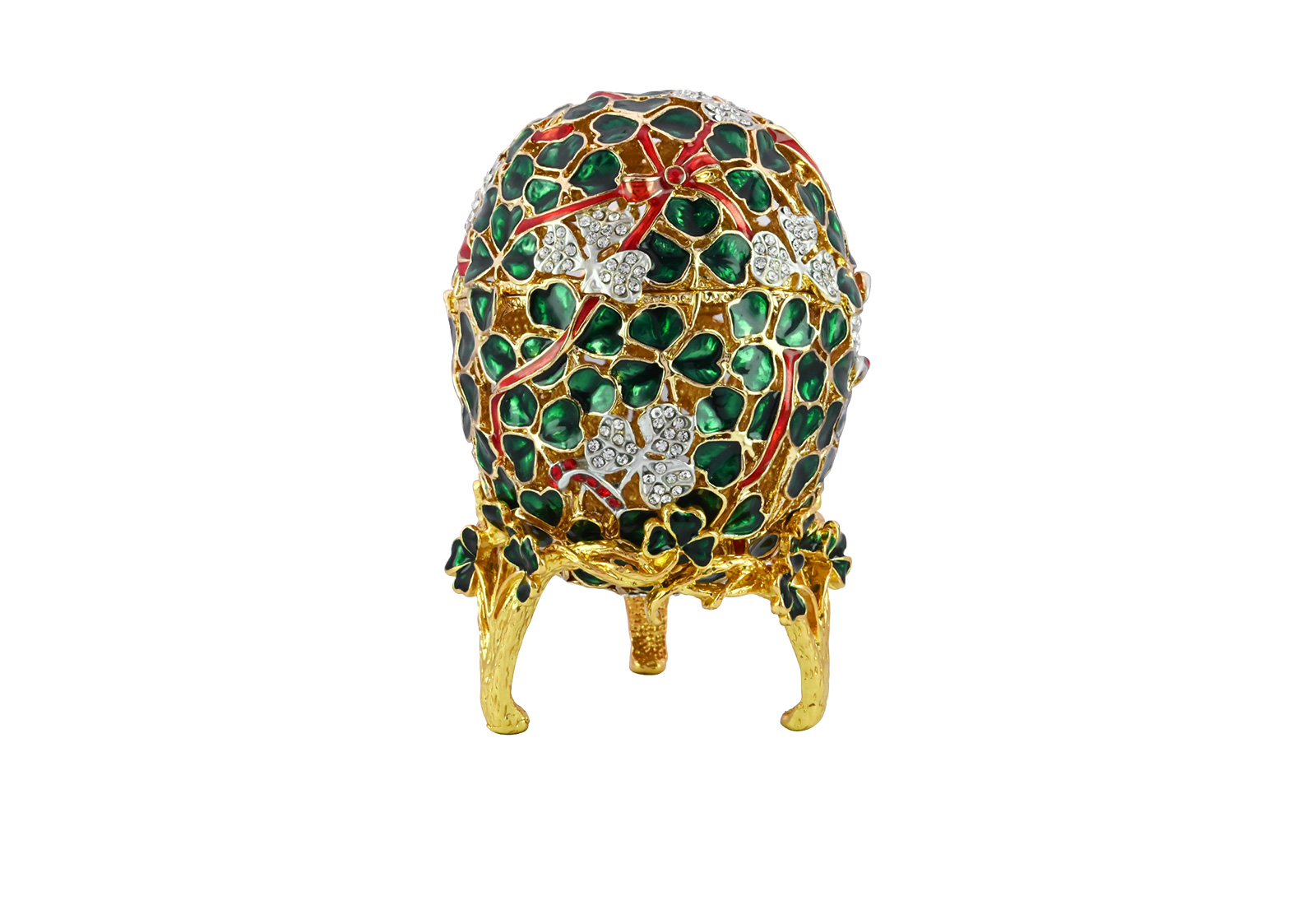 Replikat Fabergé-Ei Motiv Kleeblatt Farbig