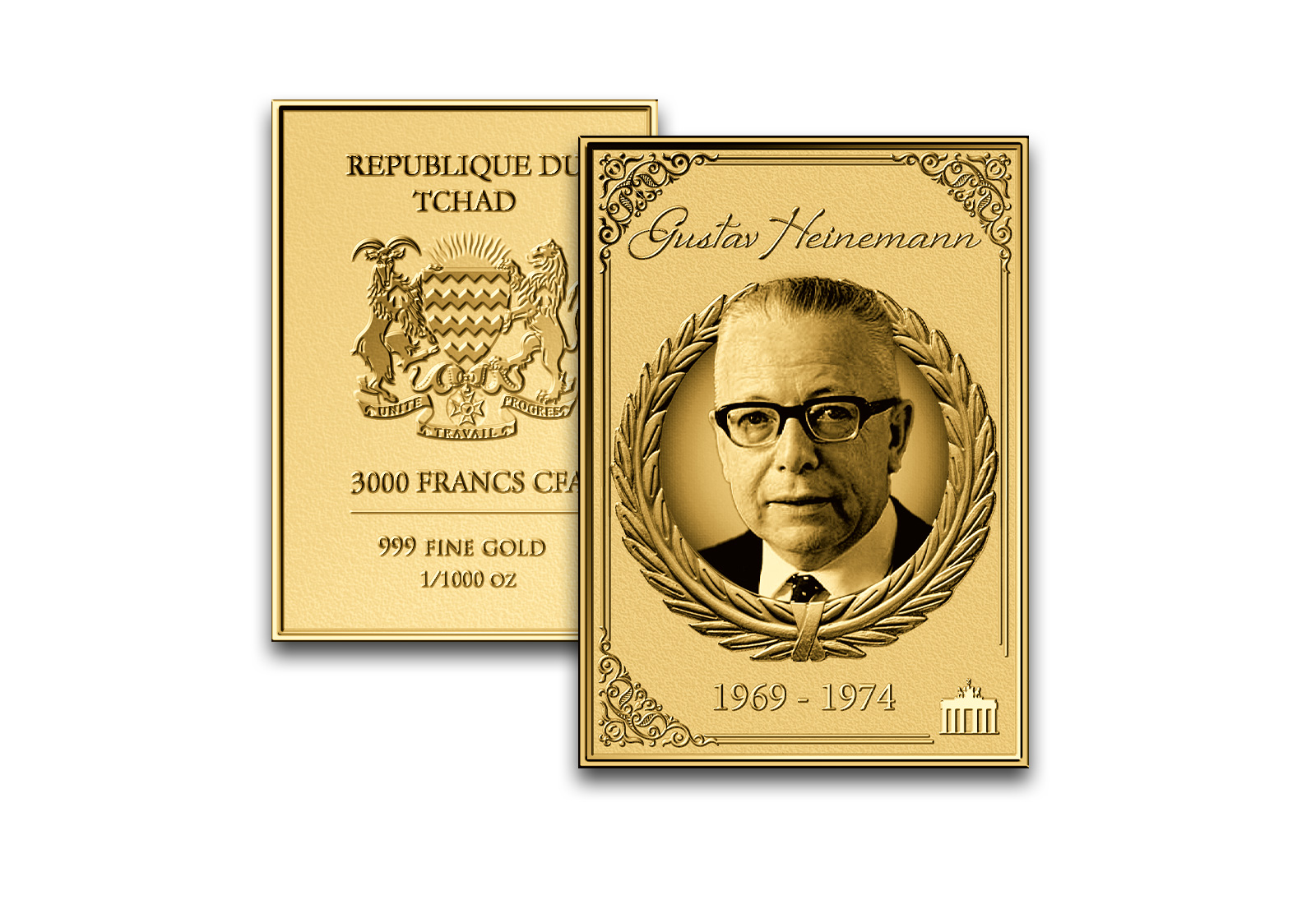 Goldmünzbarren Bundespräsident Gustav Heinemann 999/1000 Gold